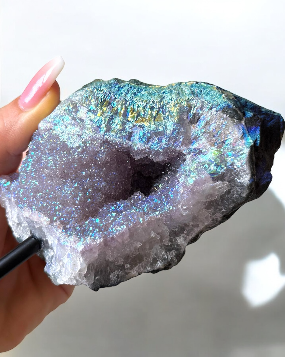 Aura Amethyst Raw Cluster on Stand