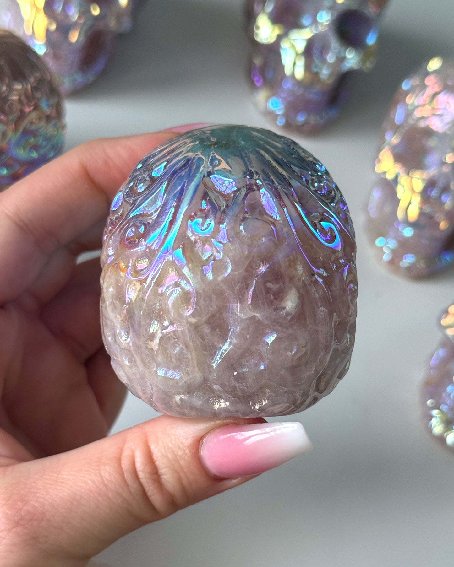 Aura Rose Quartz Skull