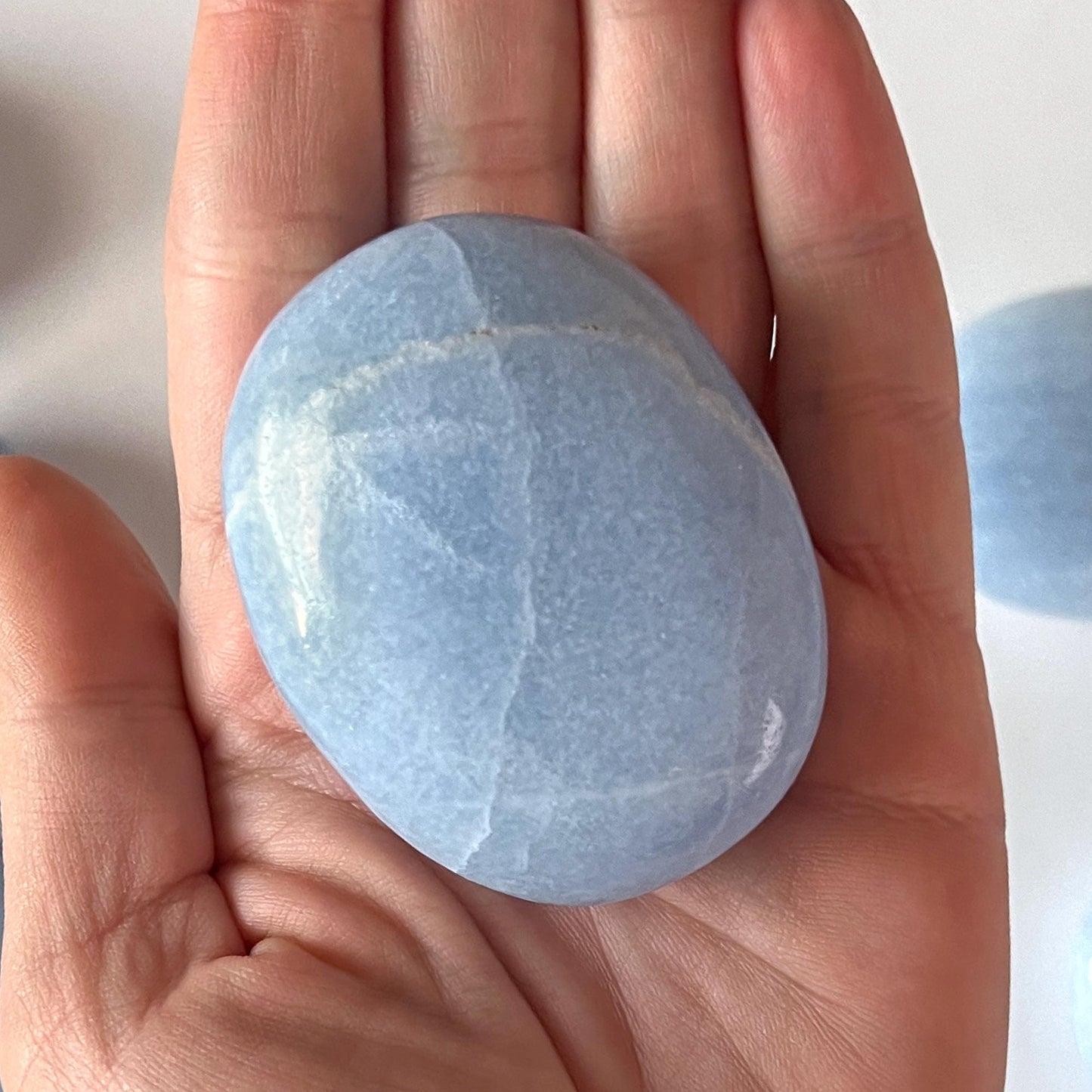 Blue Calcite Palm Stone