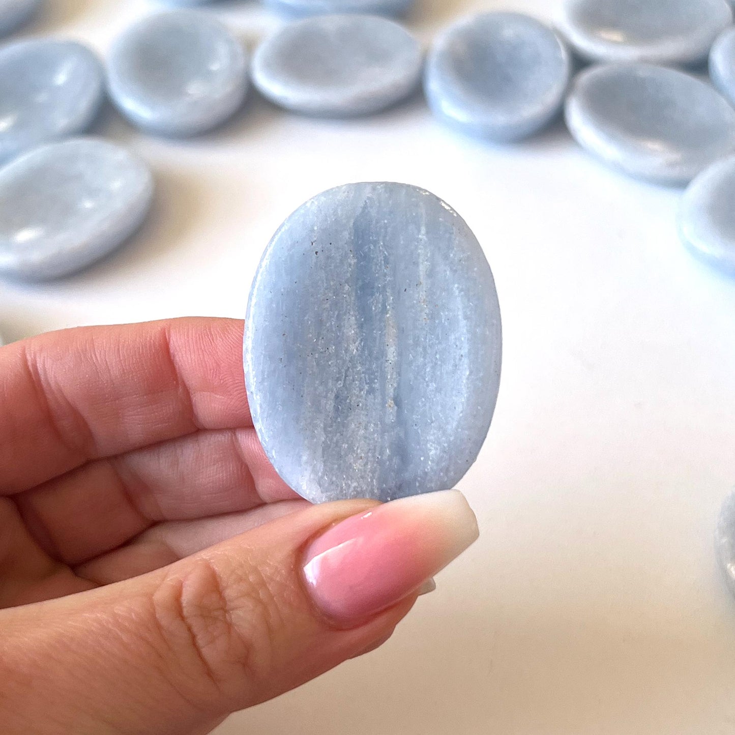 Blue Calcite Worry Stone