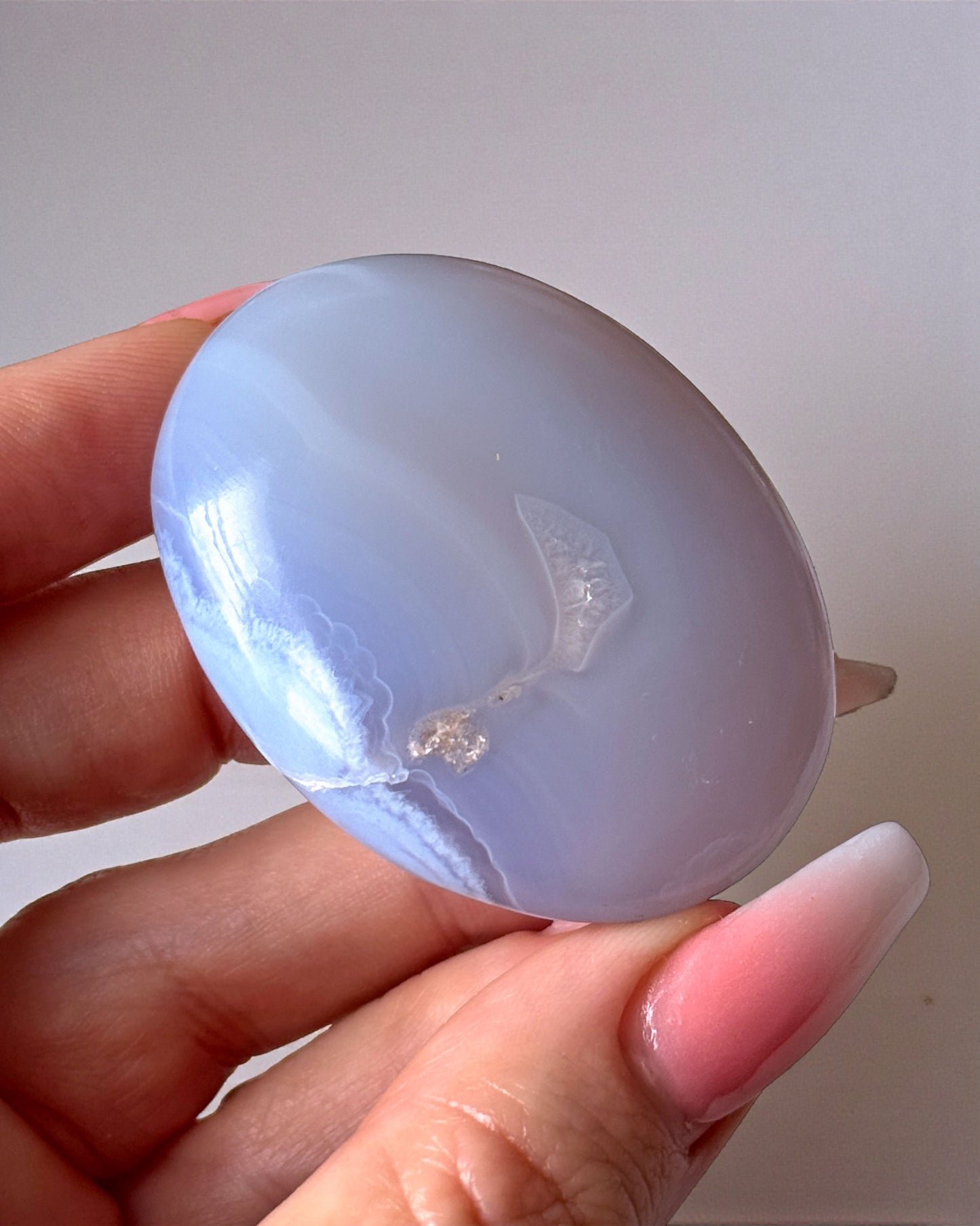 Blue Lace Agate Palm Stone