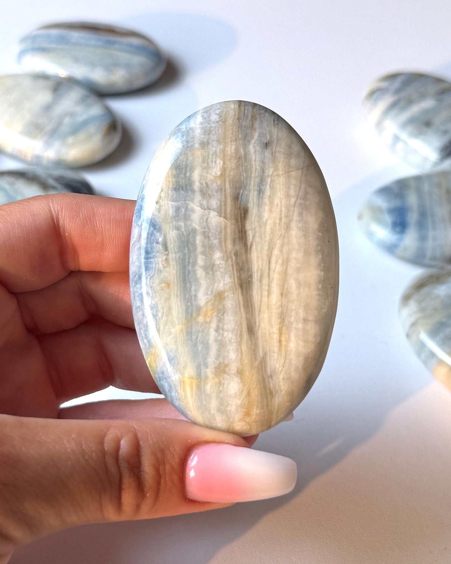 Blue Scheelite Palm Stone