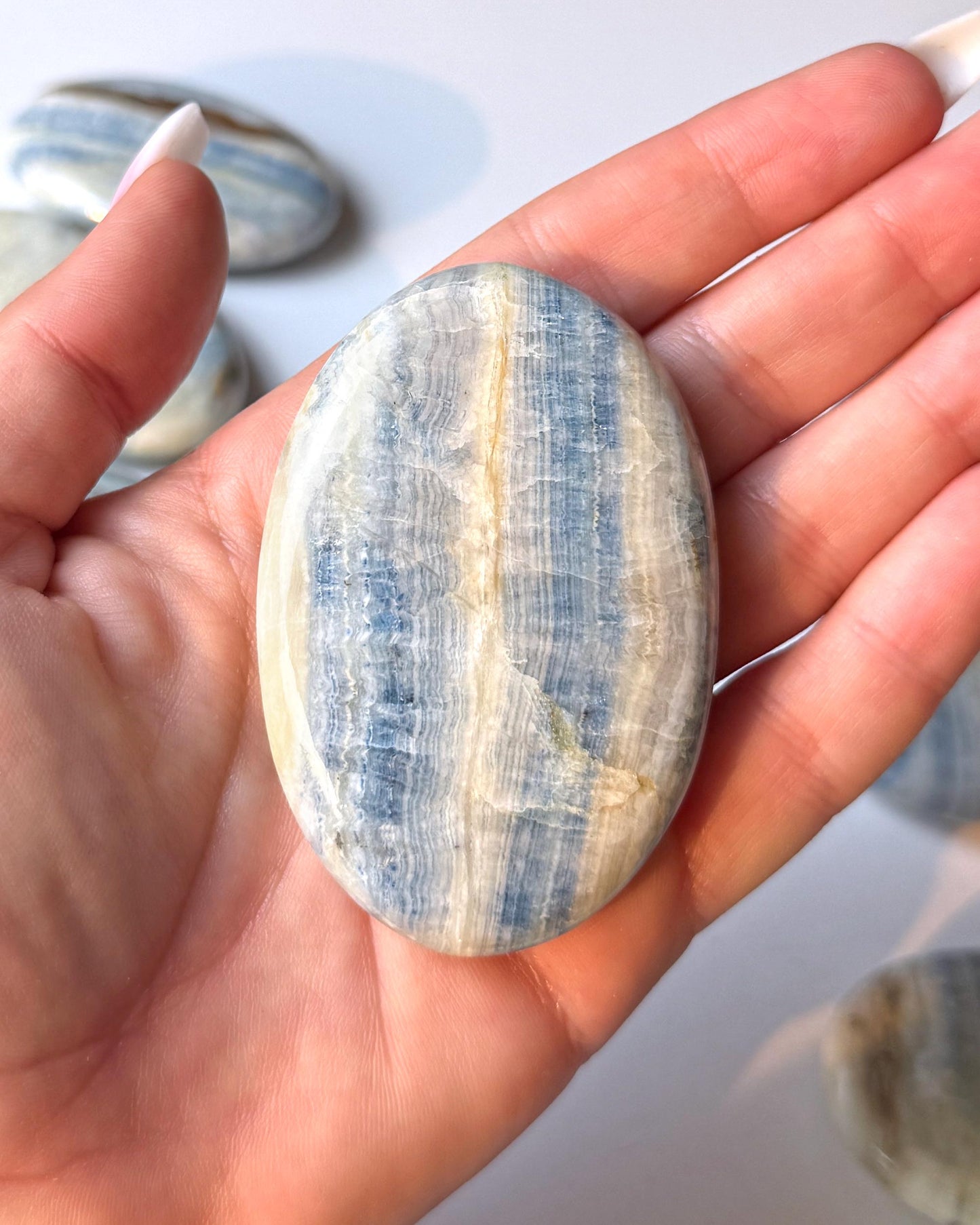 Blue Scheelite Palm Stone