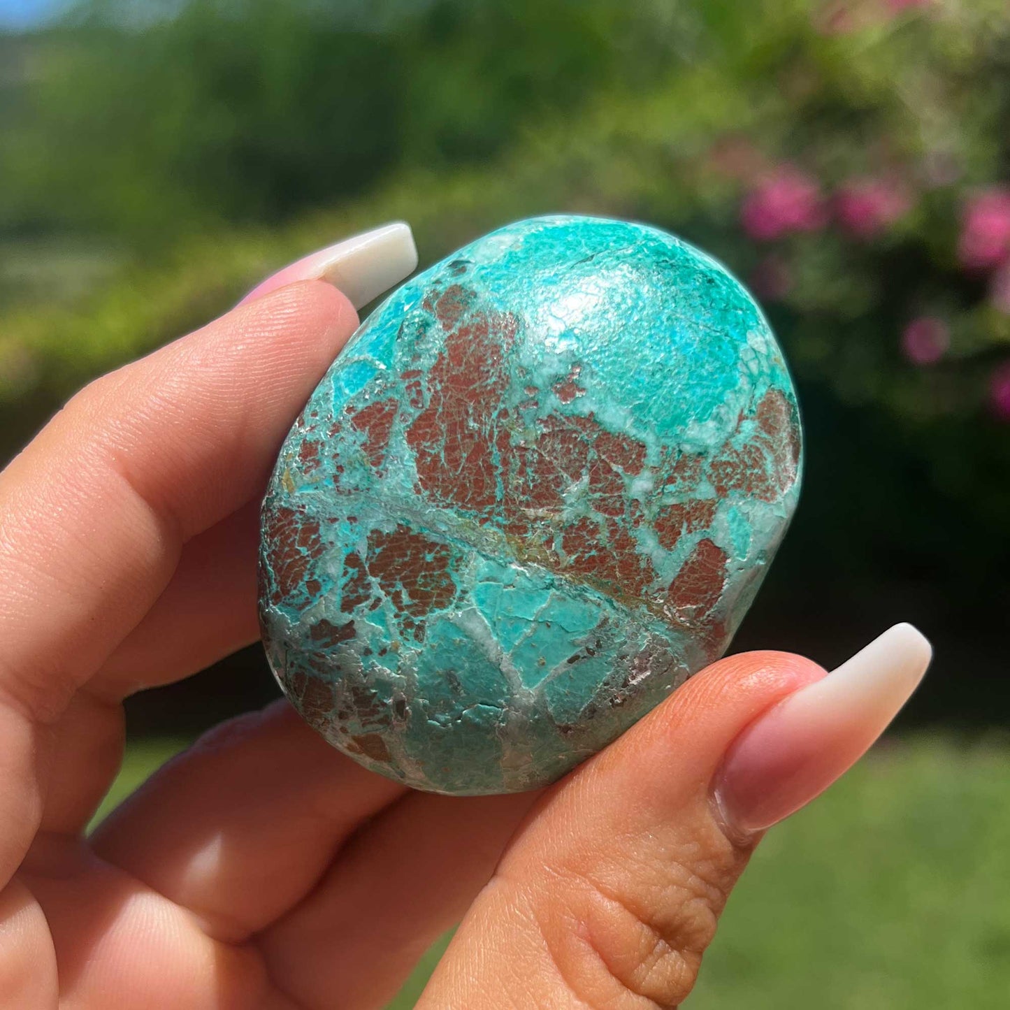 Blue Brown Chrysocolla Palm Stone