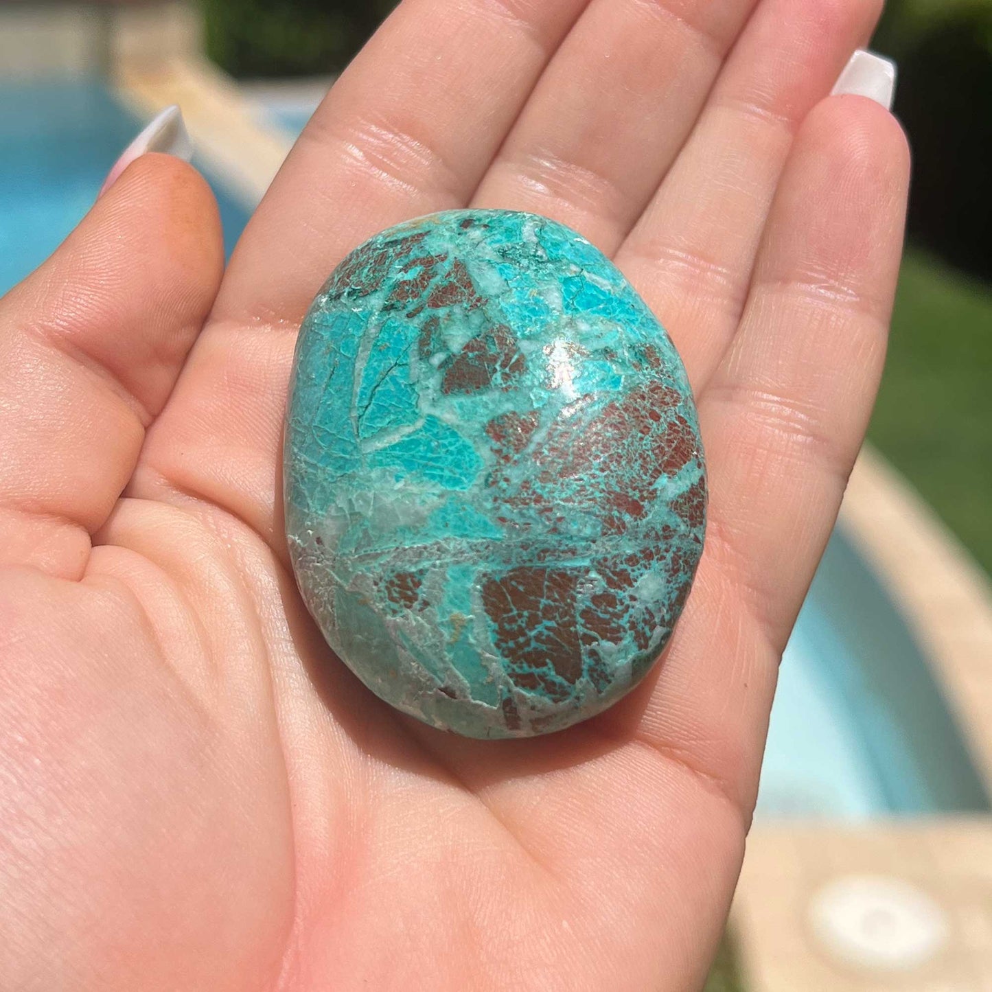 Blue Brown Chrysocolla Palm Stone