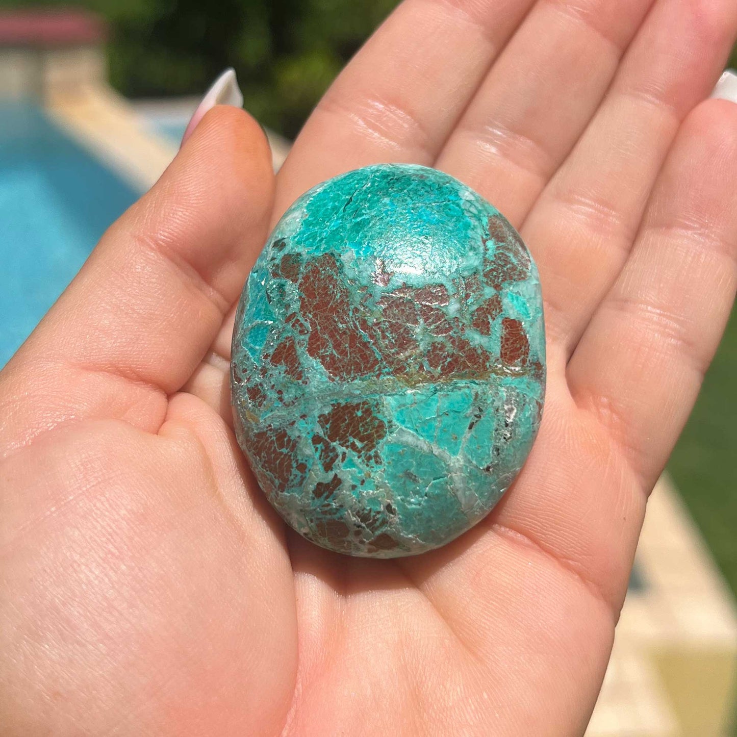 Blue Brown Chrysocolla Palm Stone