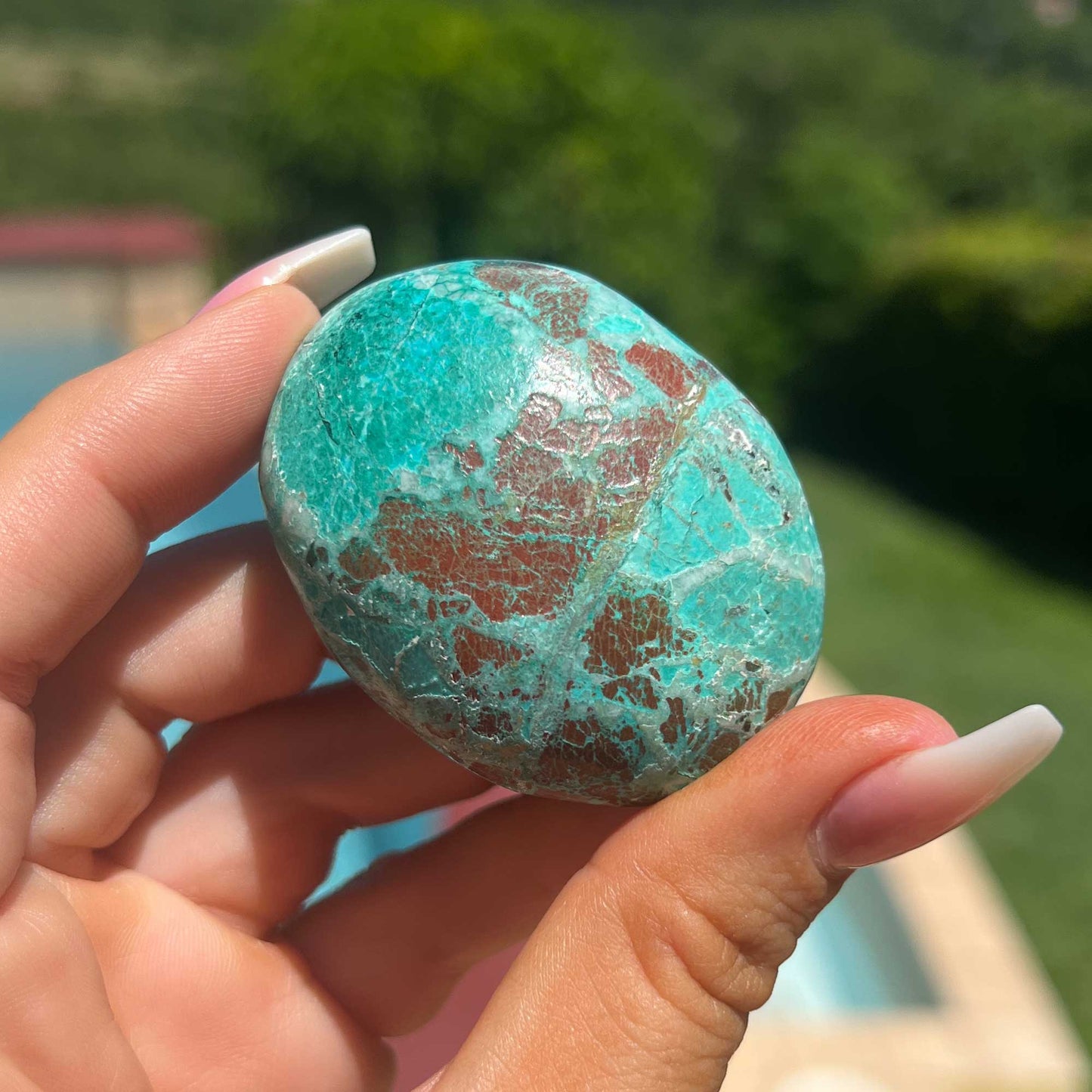 Blue Brown Chrysocolla Palm Stone