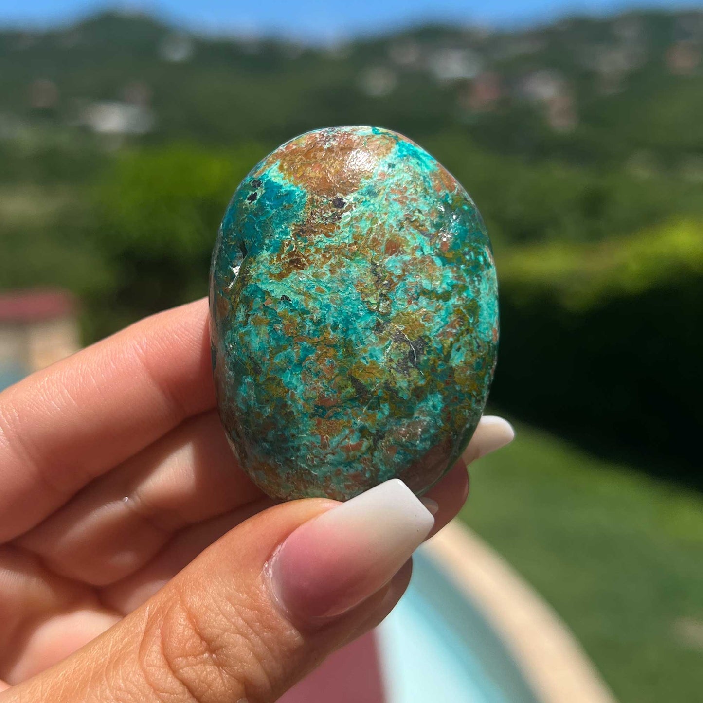 Earthy Chrysocolla Palm Stone