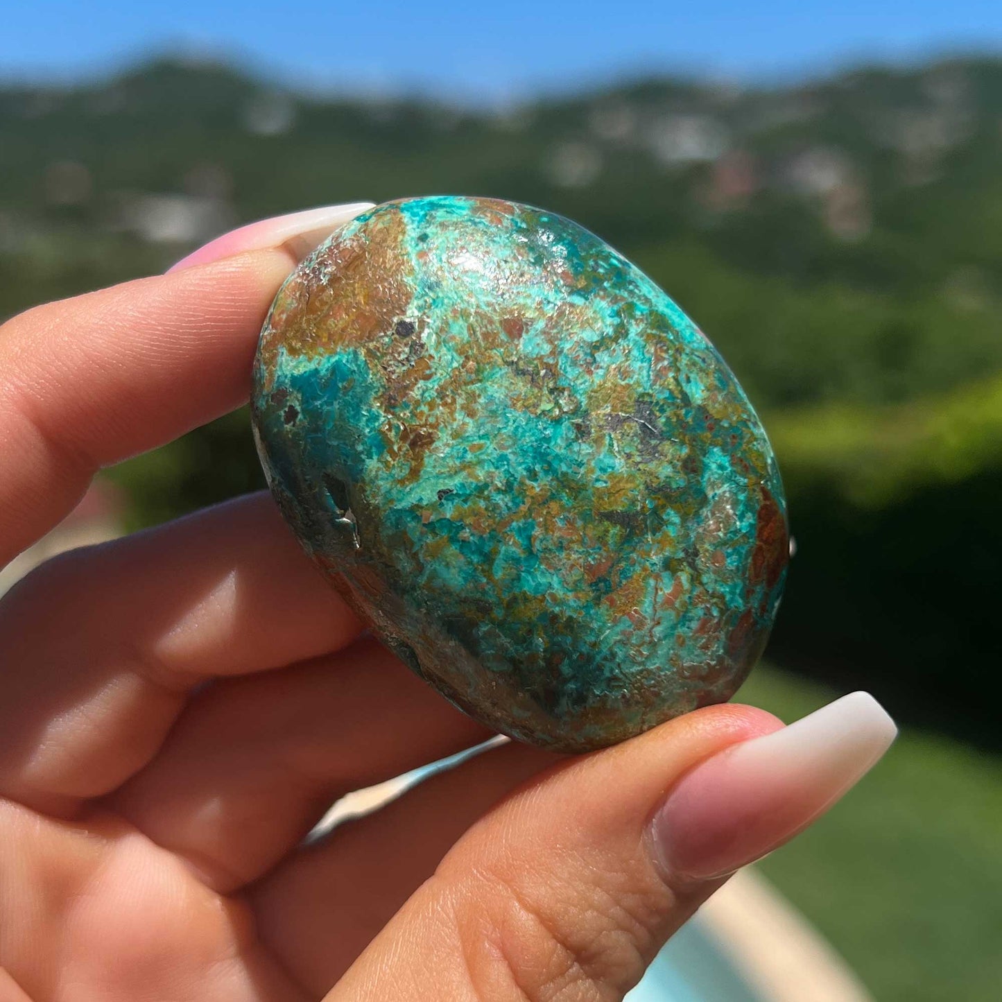 Earthy Chrysocolla Palm Stone