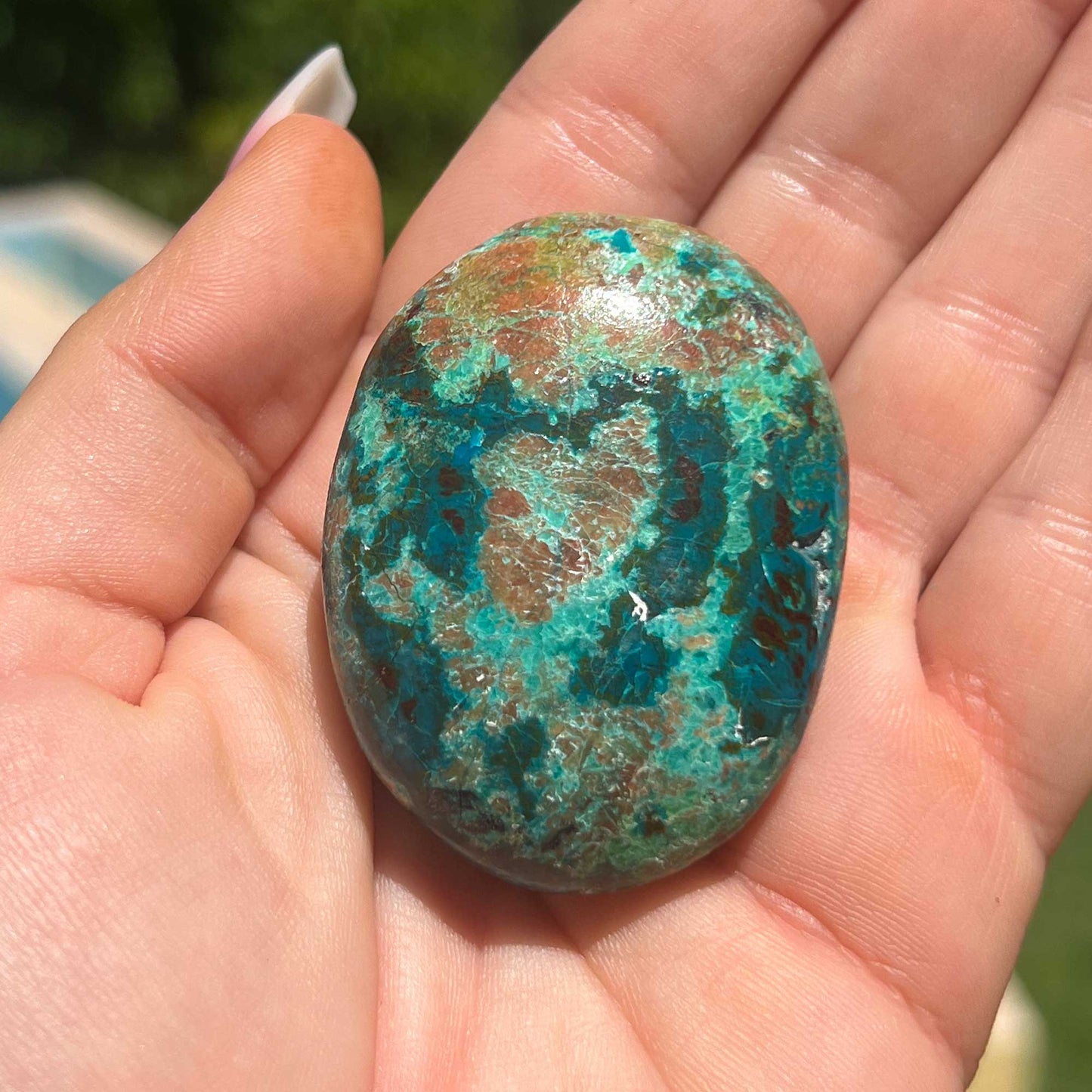 Earthy Chrysocolla Palm Stone