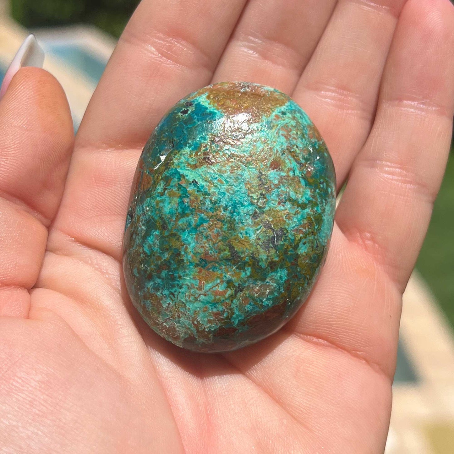Earthy Chrysocolla Palm Stone