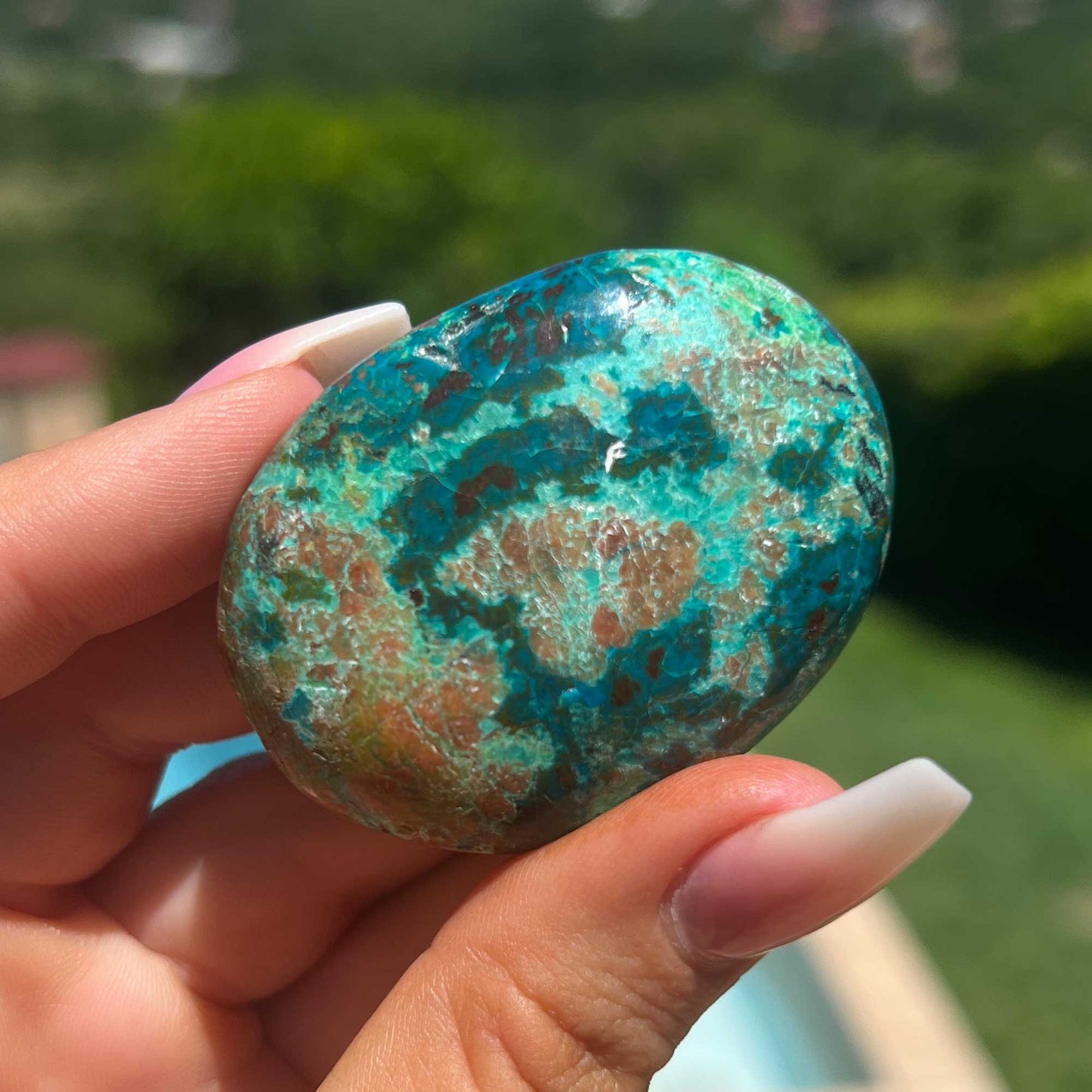 Earthy Chrysocolla Palm Stone