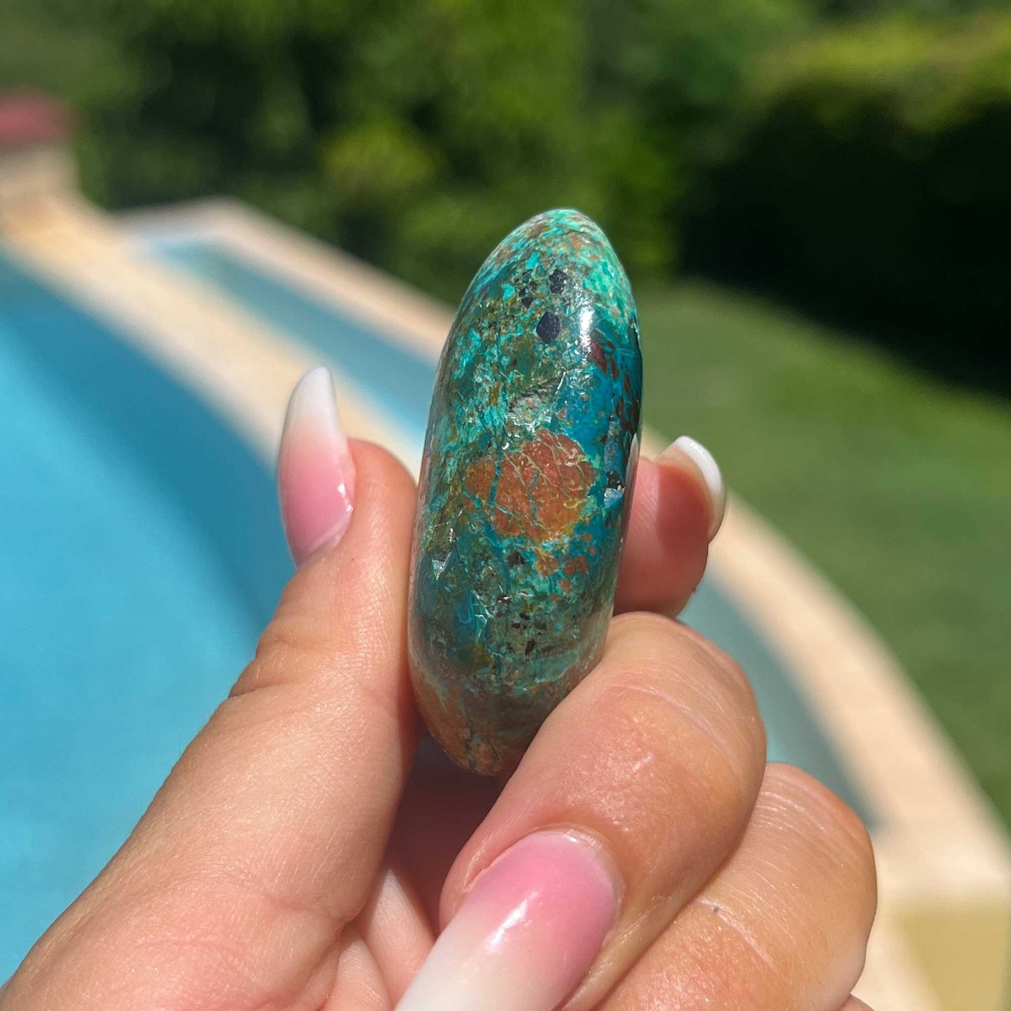 Earthy Chrysocolla Palm Stone