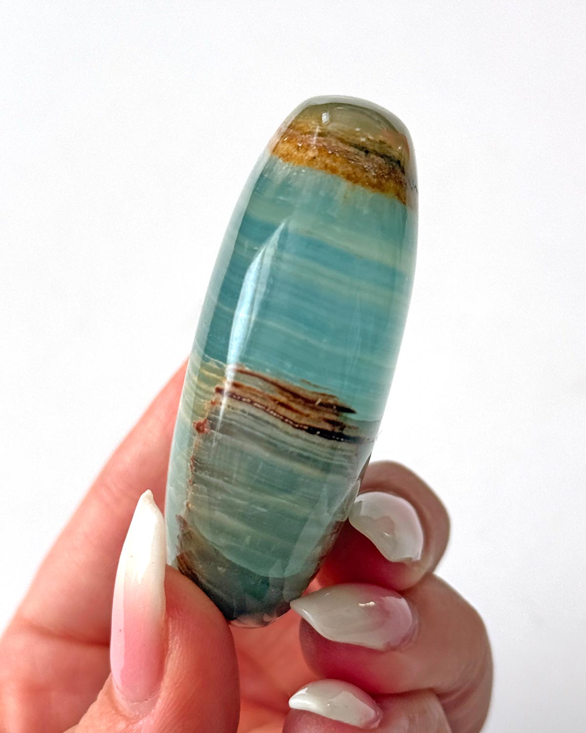 Blue Onyx Palm Stone