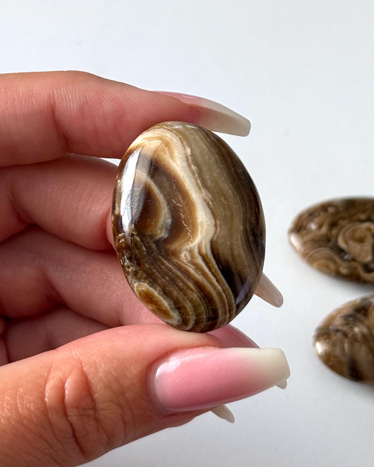 Chocolate Calcite Small Palm Stone