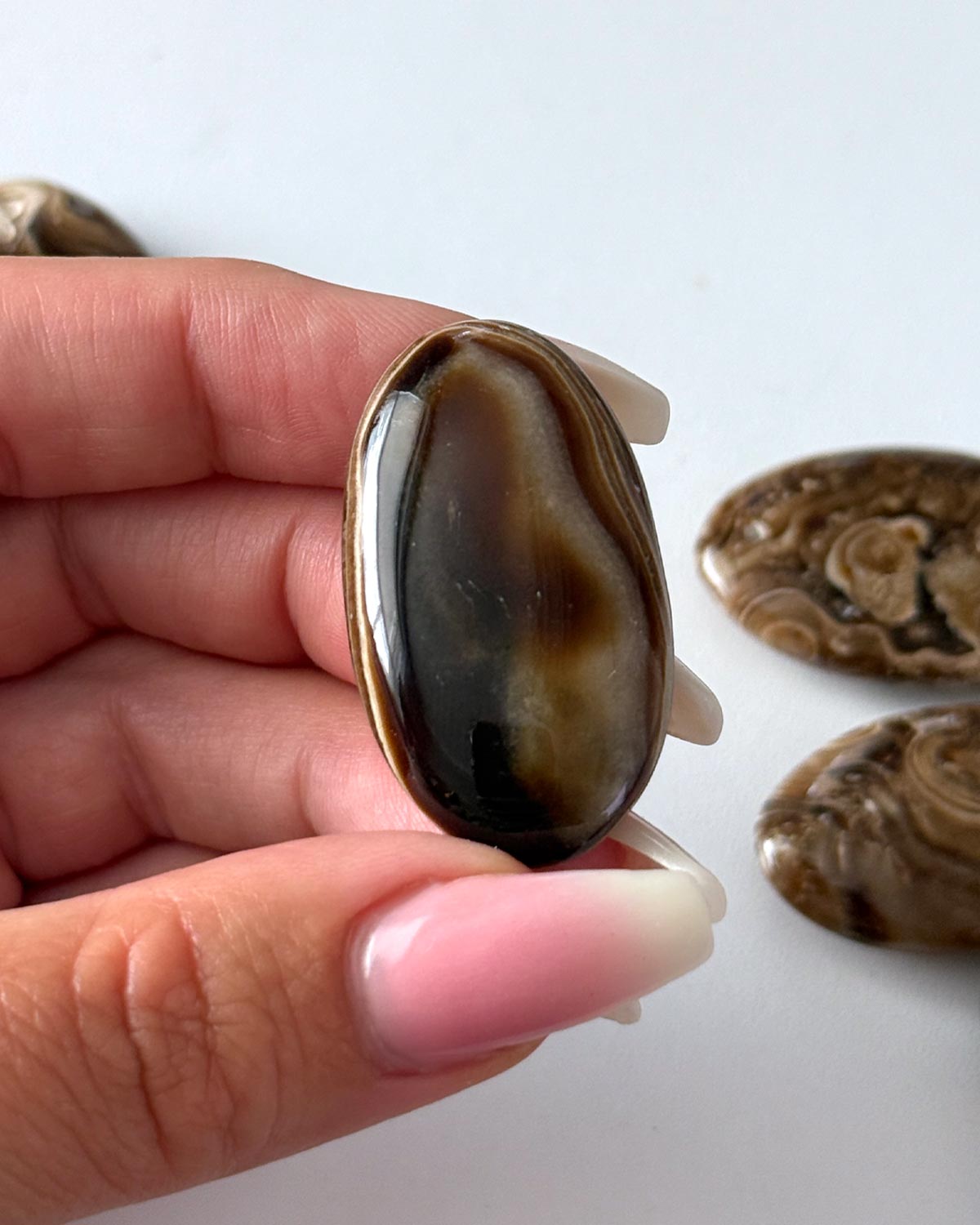Chocolate Calcite Small Palm Stone