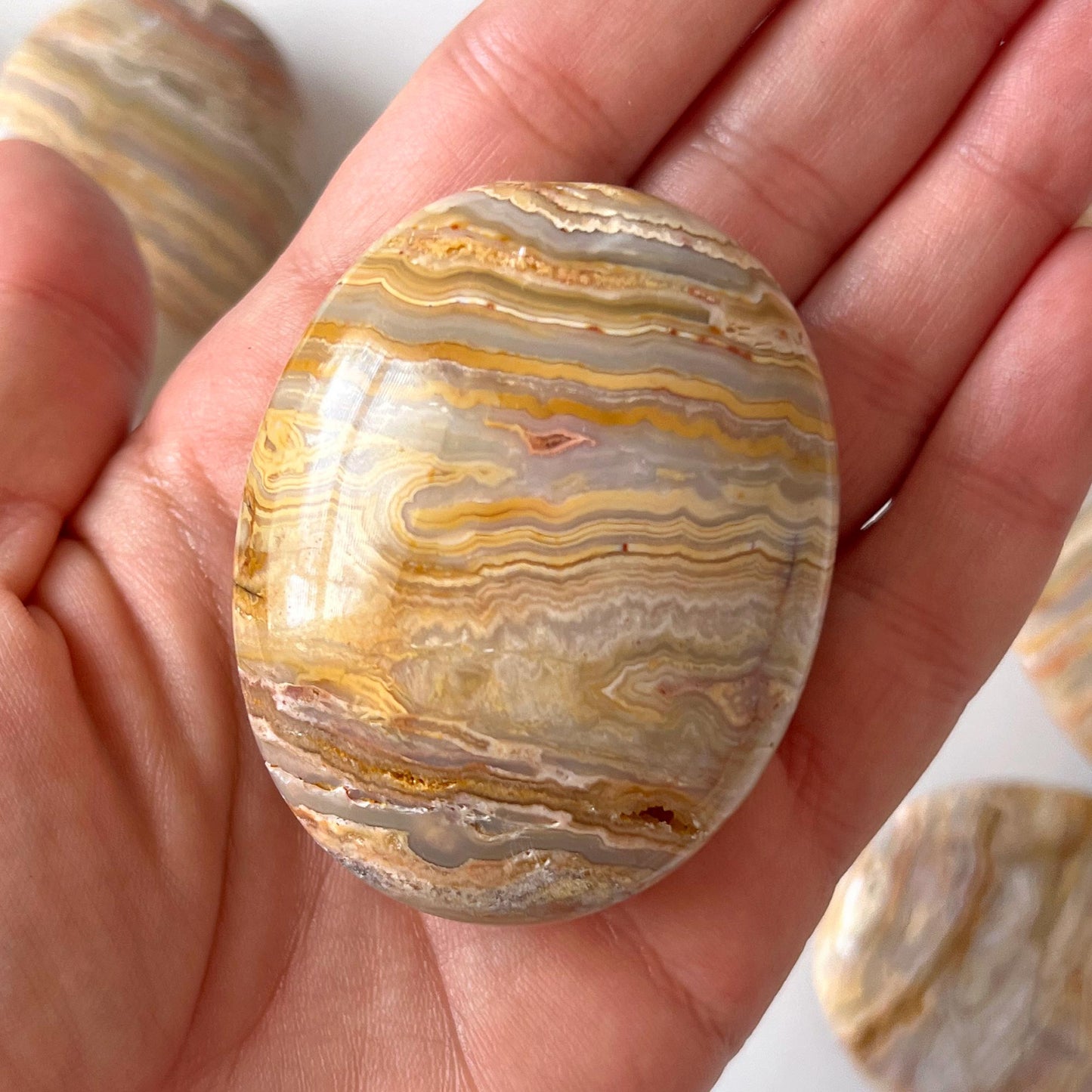 Crazy Lace Agate Palm Stone