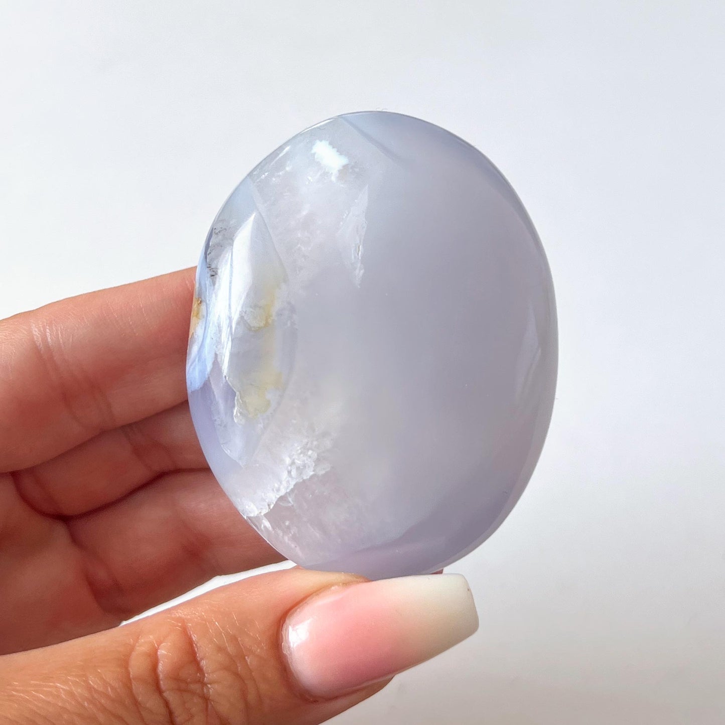 Druzy Blue Lace Agate Palm Stone