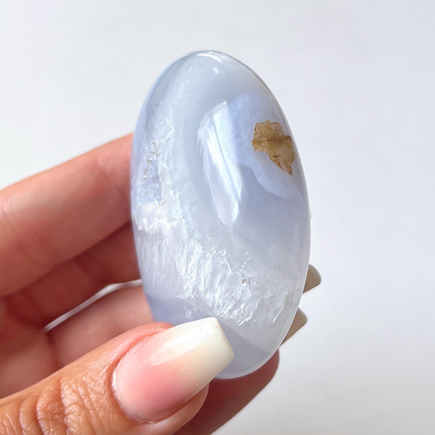 Druzy Blue Lace Agate Palm Stone