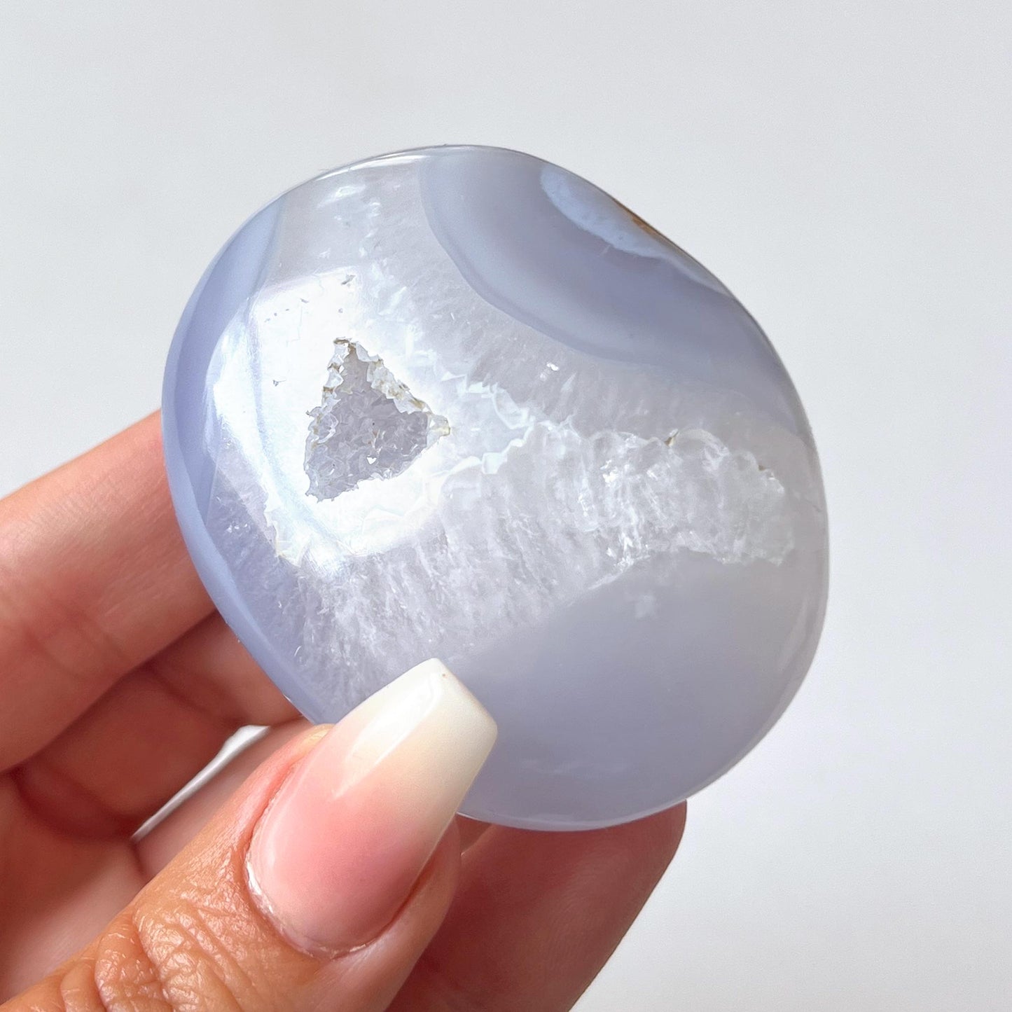 Druzy Blue Lace Agate Palm Stone