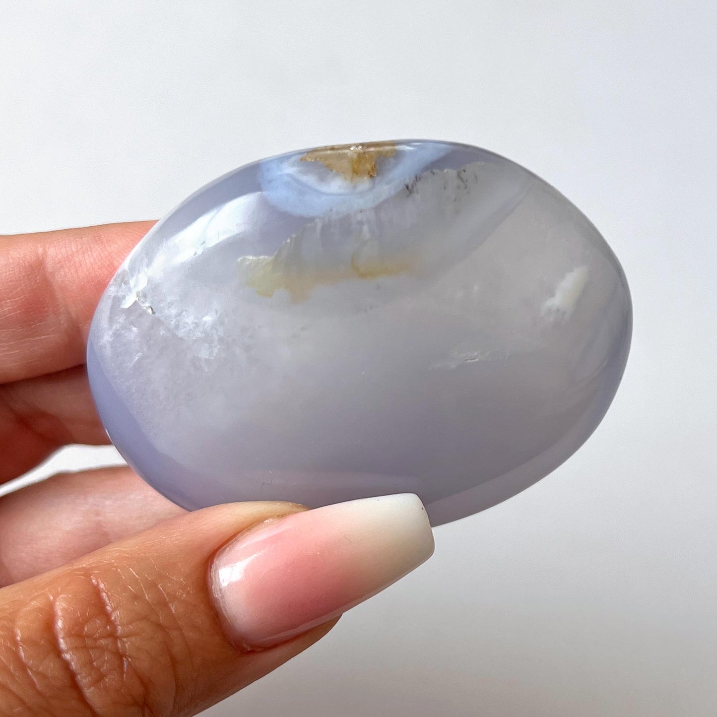 Druzy Blue Lace Agate Palm Stone