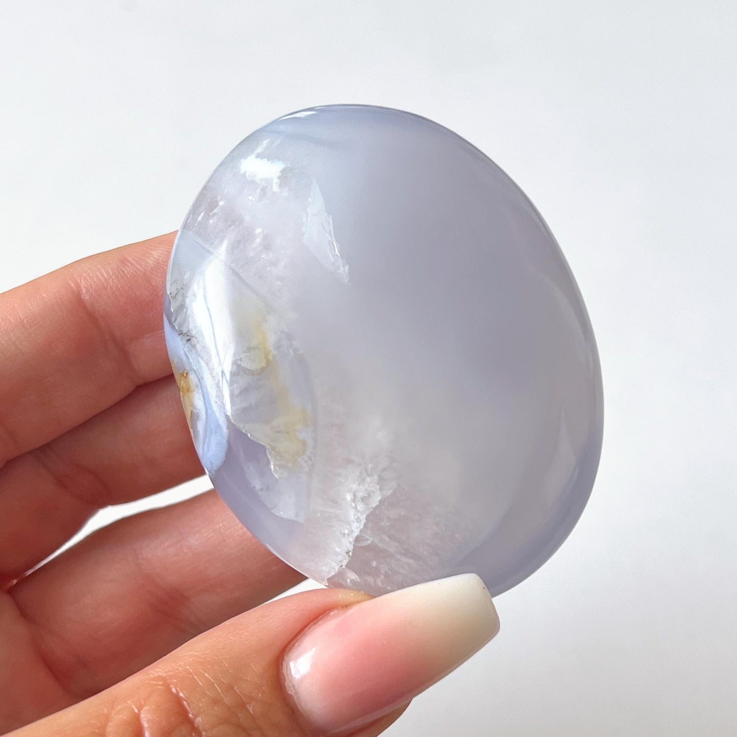 Druzy Blue Lace Agate Palm Stone