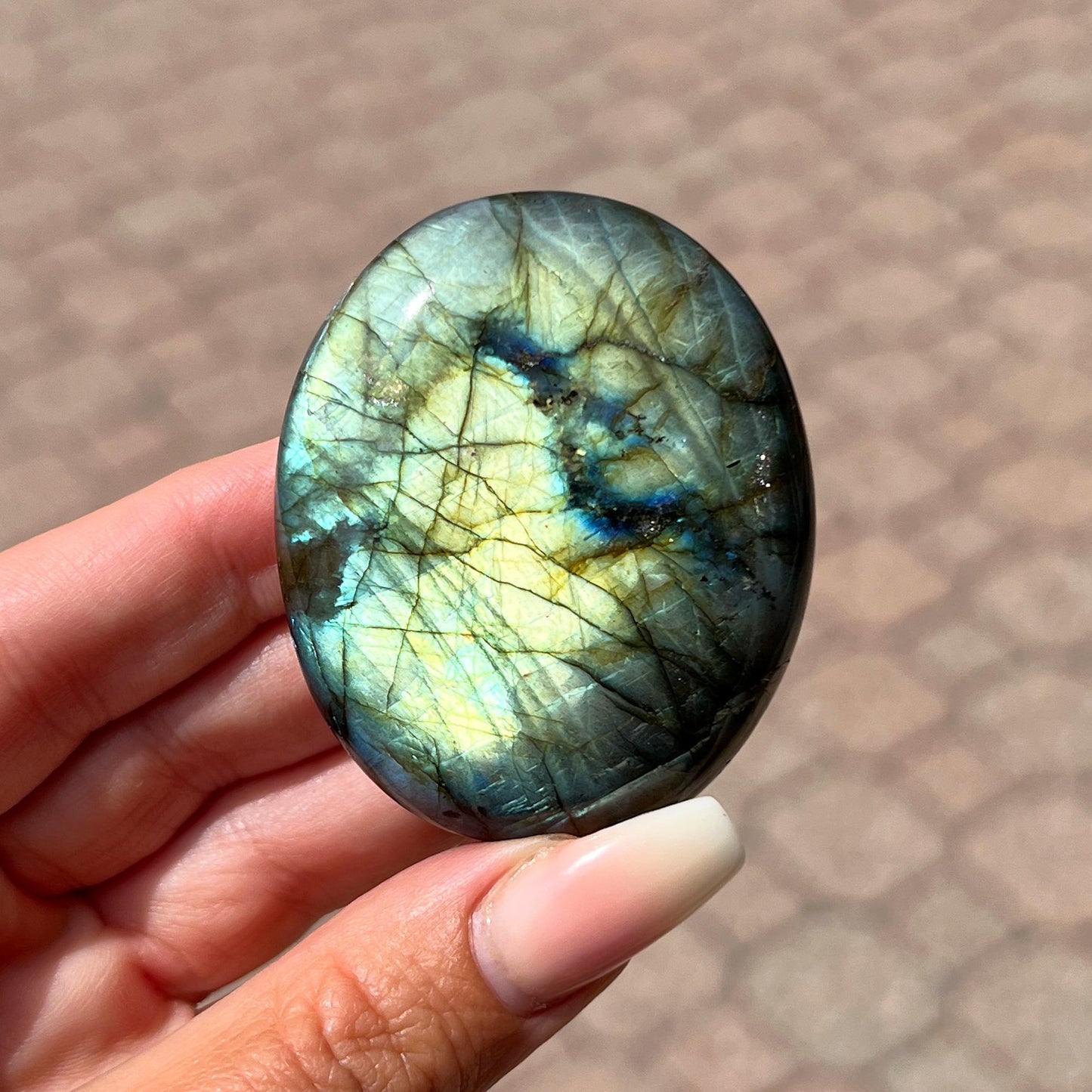 Flashy Labradorite Palm Stone