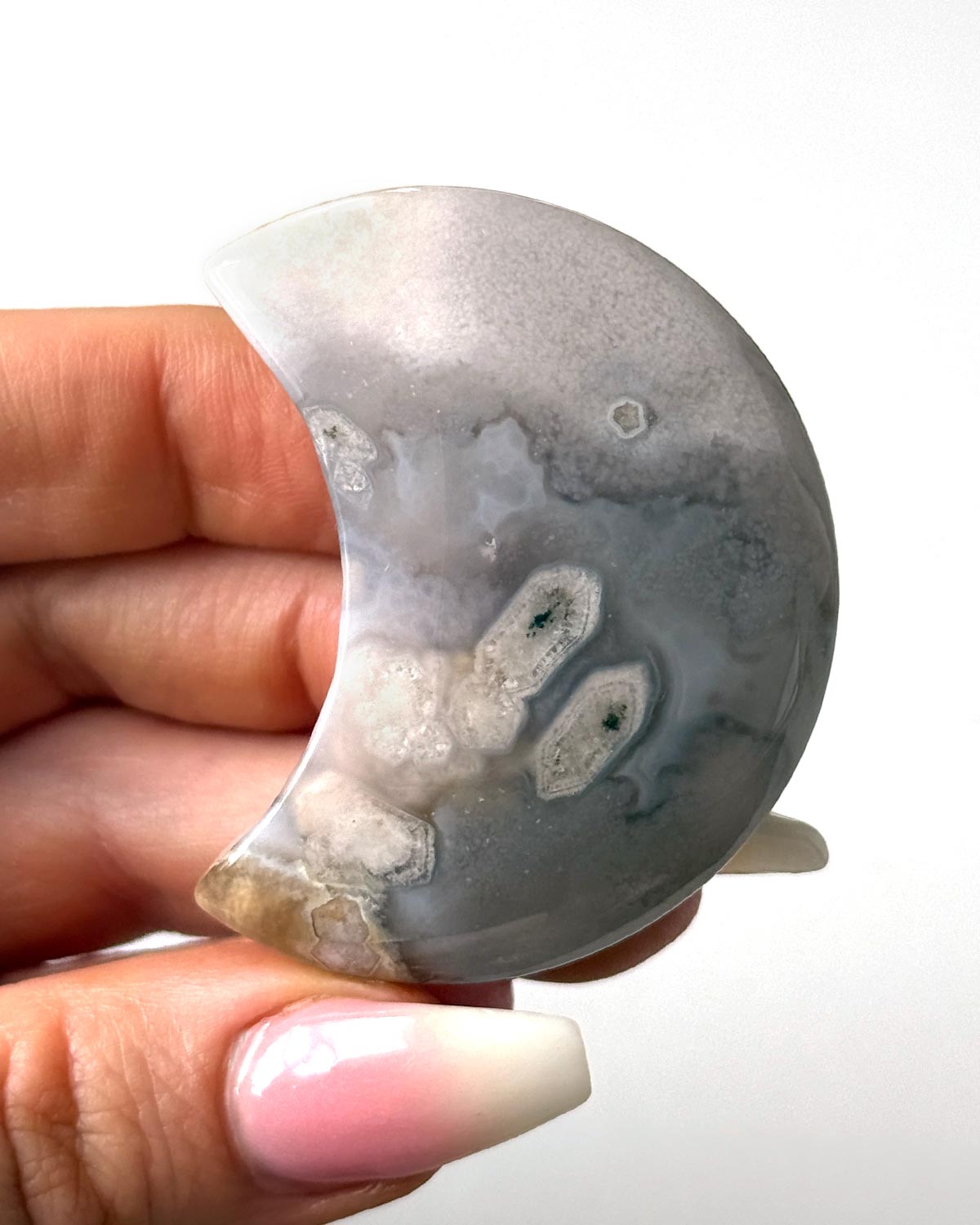 Flower Agate Crescent Moon
