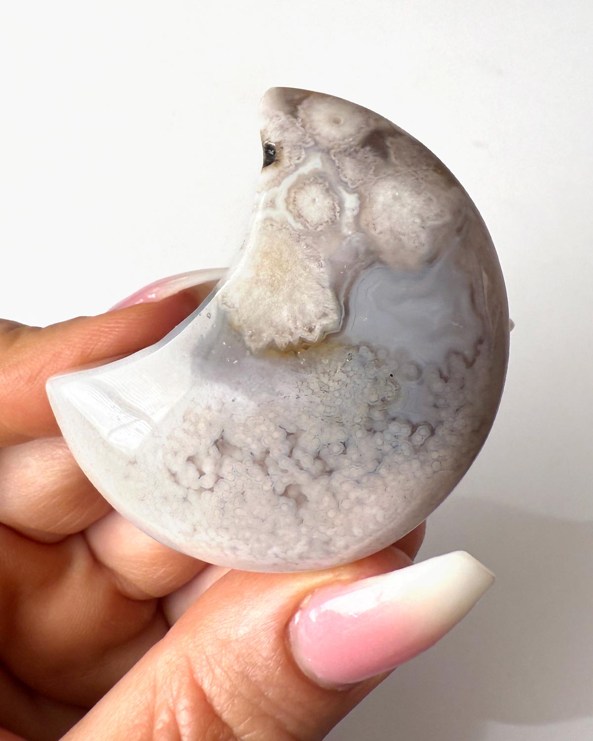 Flower Agate Crescent Moon