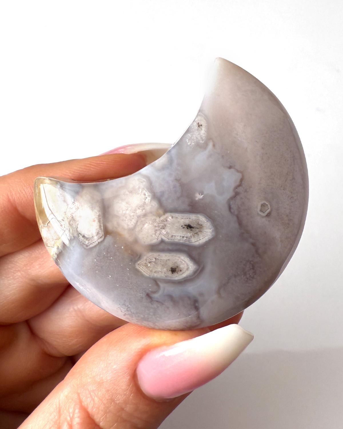 Flower Agate Crescent Moon