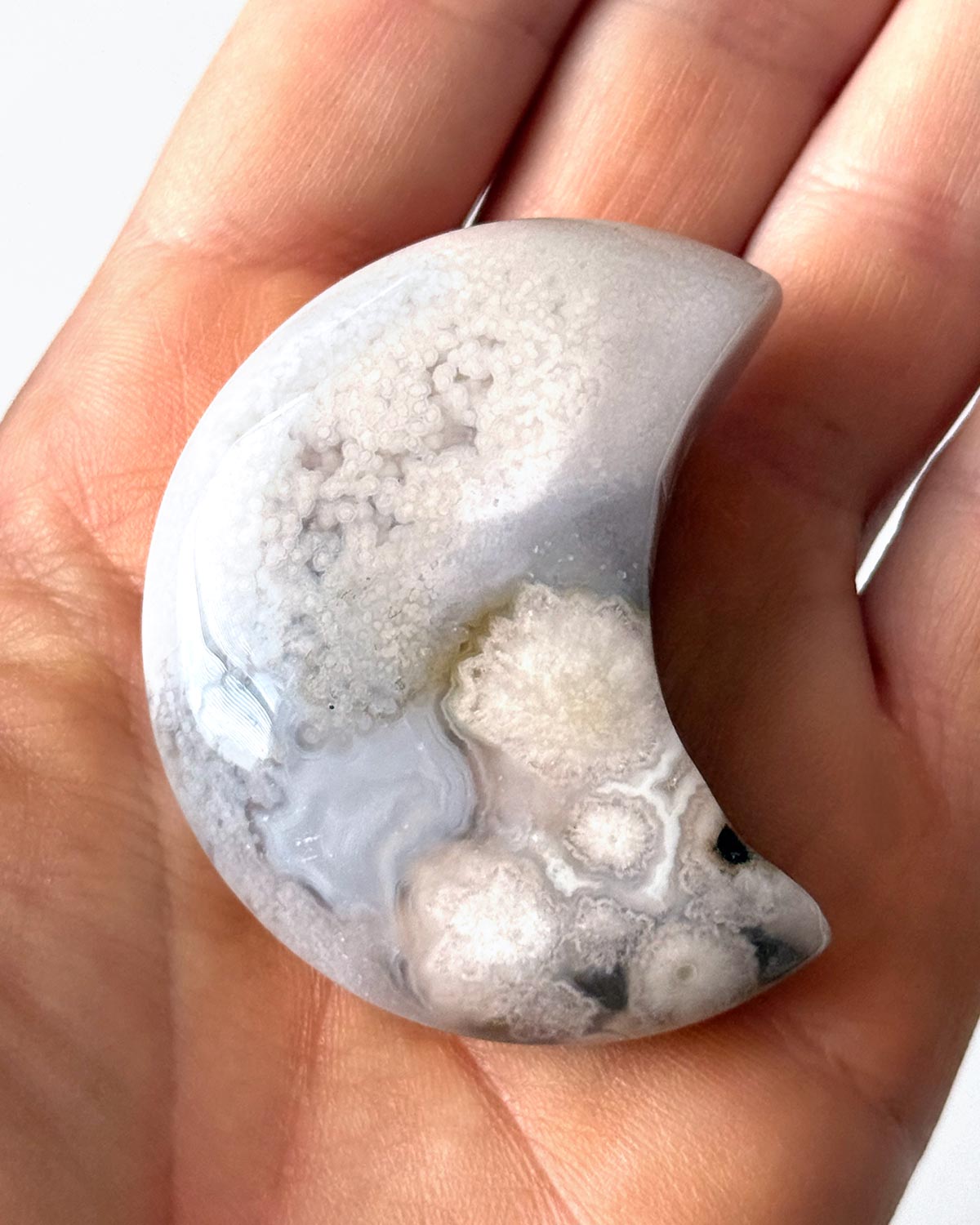 Flower Agate Crescent Moon