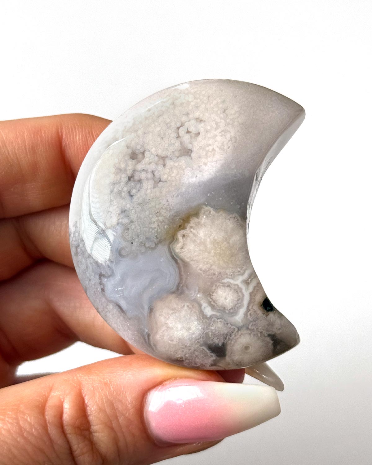 Flower Agate Crescent Moon