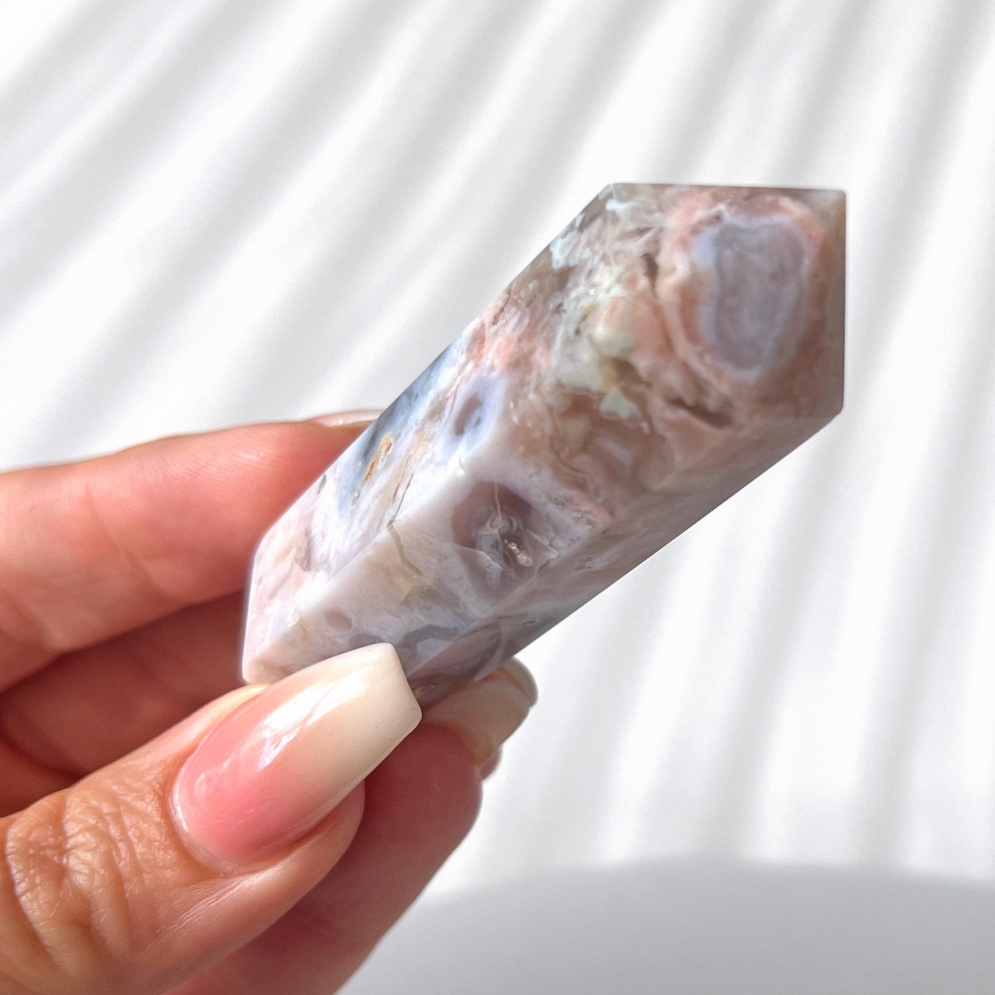 Flower Agate with Pyrite Double Terminated Wand