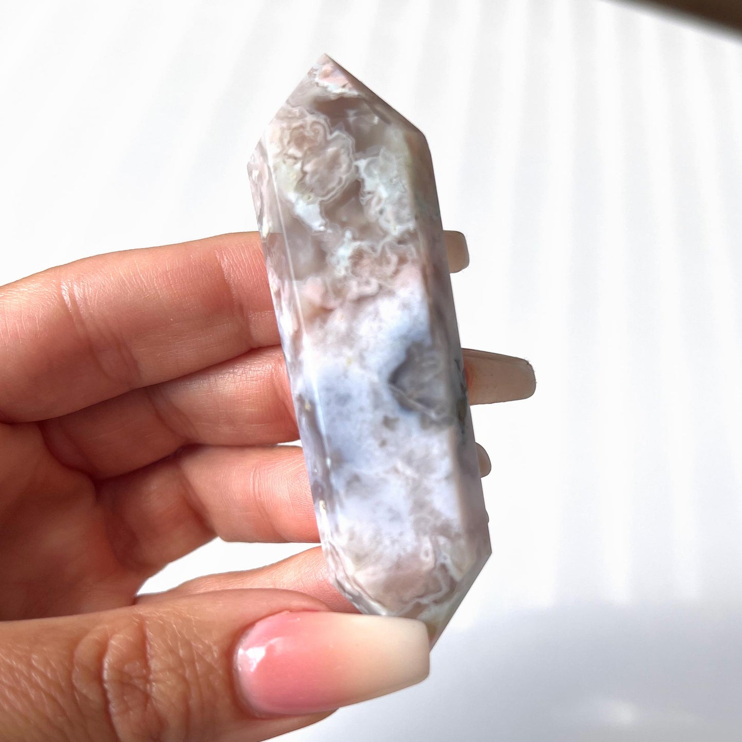 Flower Agate with Pyrite Double Terminated Wand