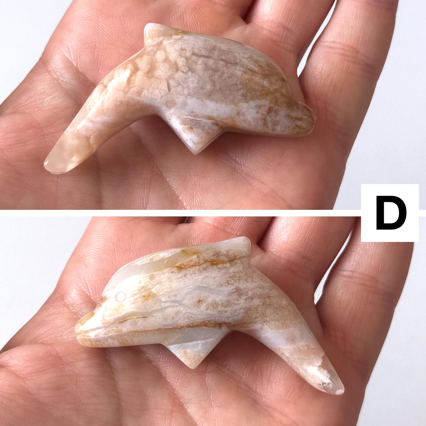 Flower Agate Dolphin Carving