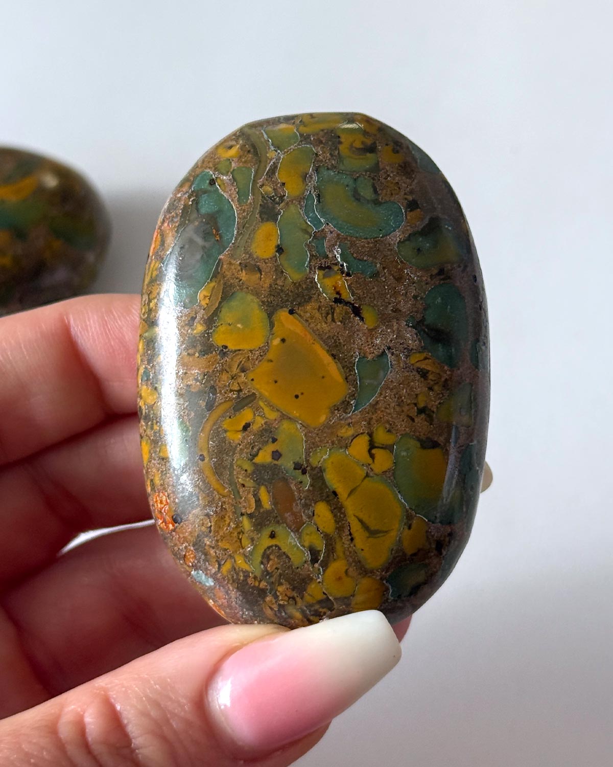Fruit Jasper Palm Stone