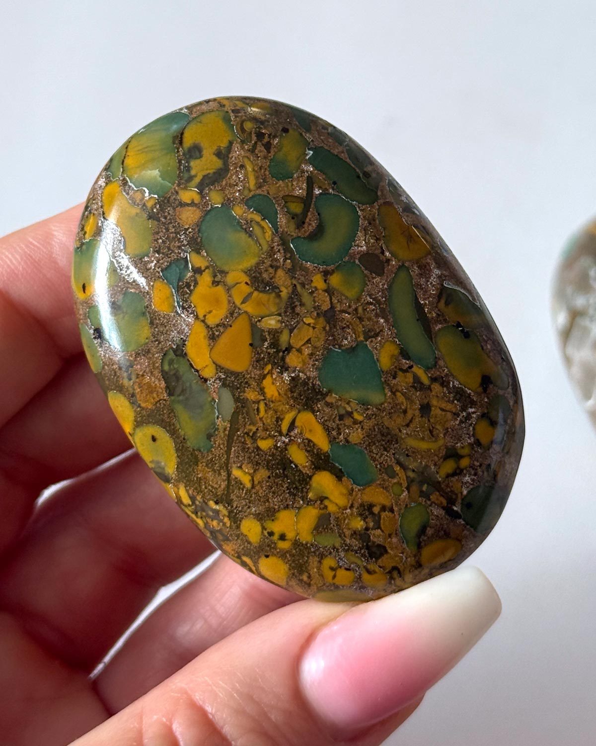 Fruit Jasper Palm Stone