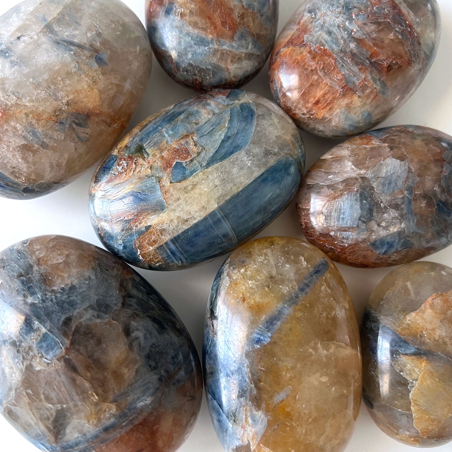 Golden Healer Blue Kyanite Palm Stone