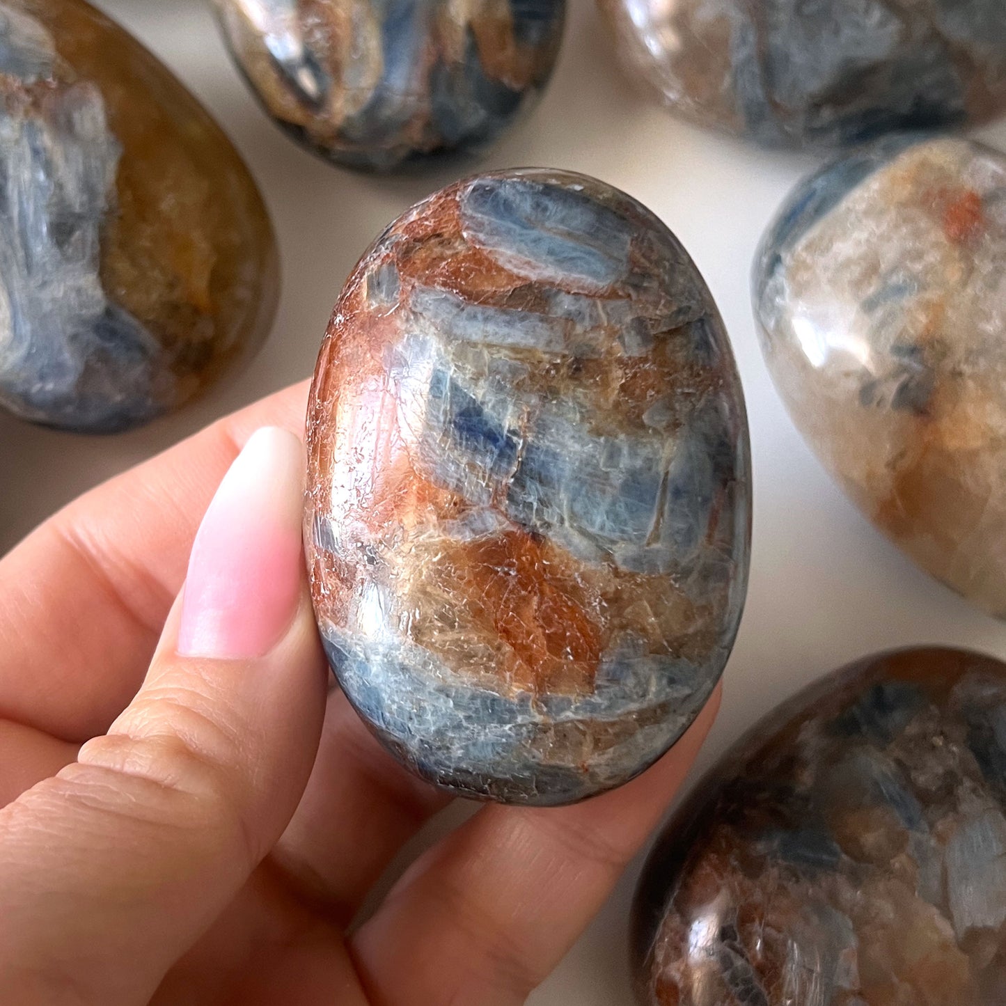 Golden Healer Blue Kyanite Palm Stone