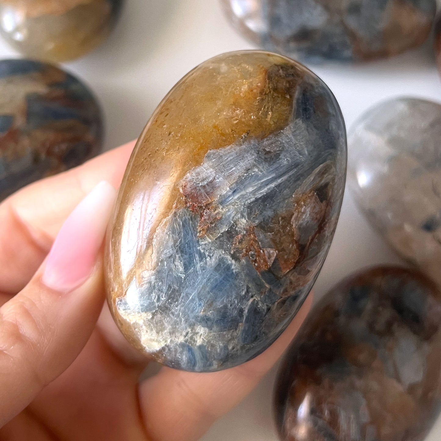 Golden Healer Blue Kyanite Palm Stone
