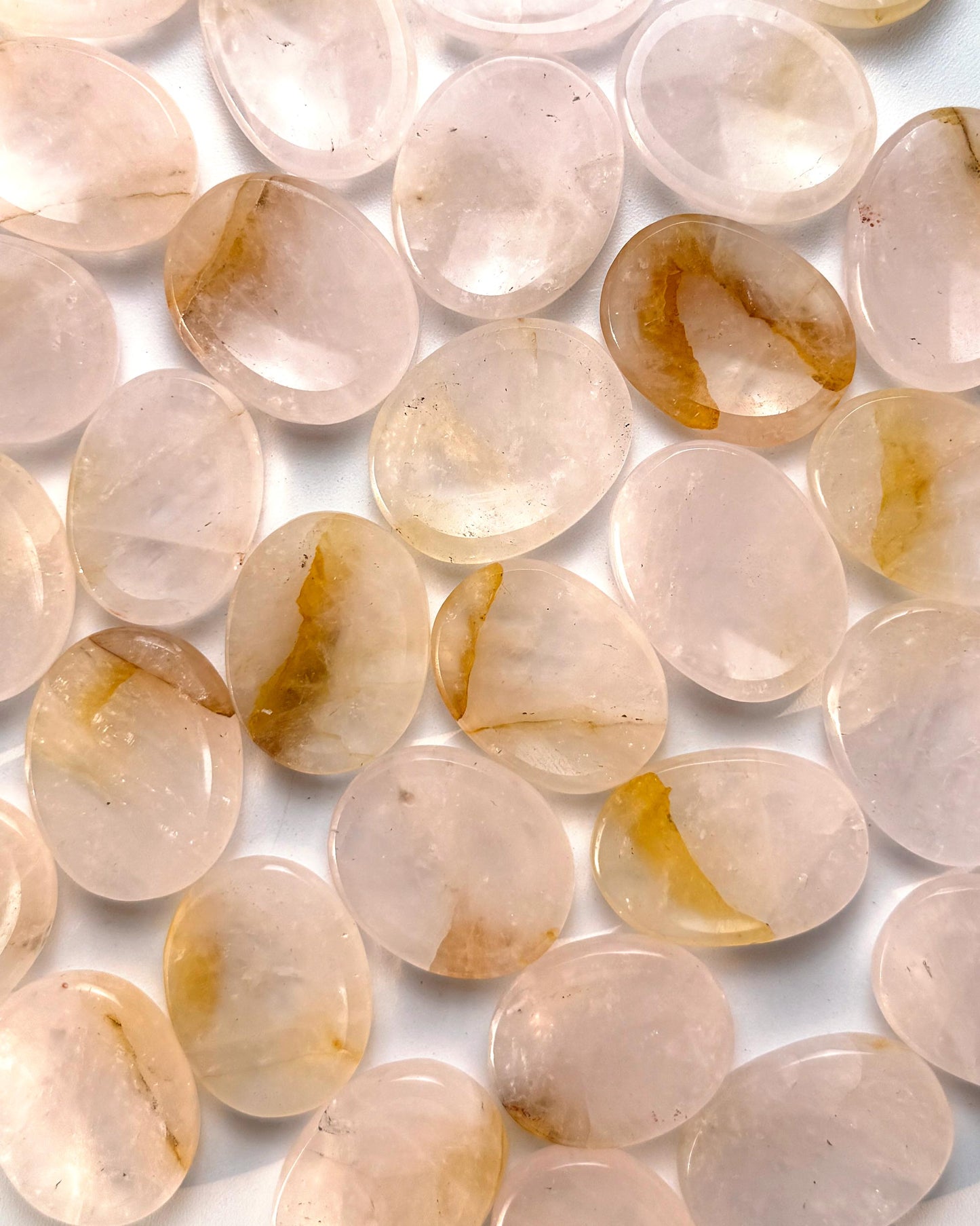 Rose Quartz Golden Healer Worry Stone