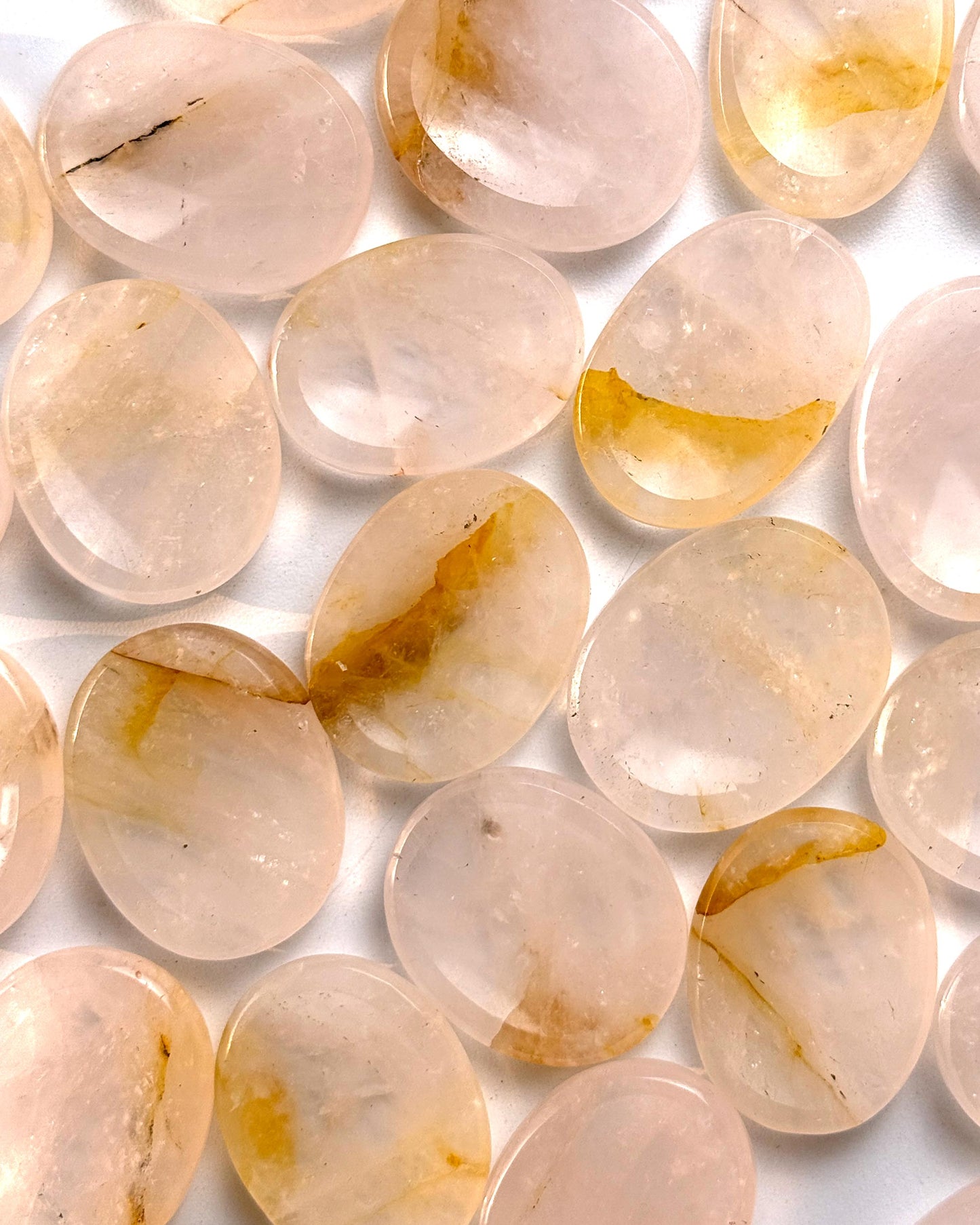 Rose Quartz Golden Healer Worry Stone