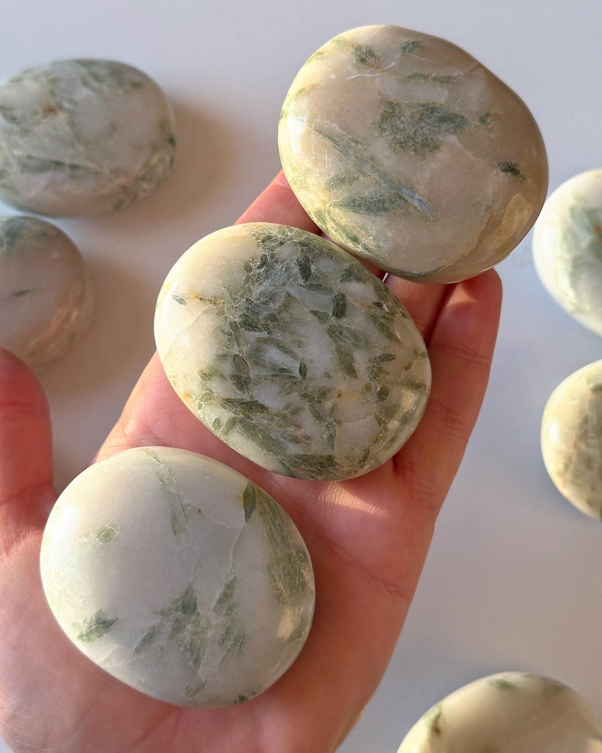 Green Kyanite Palm Stone