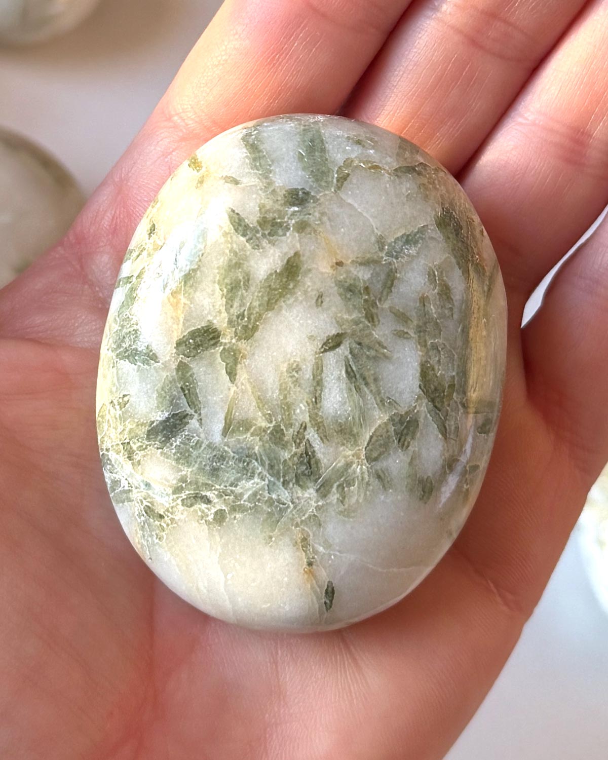 Green Kyanite Palm Stone