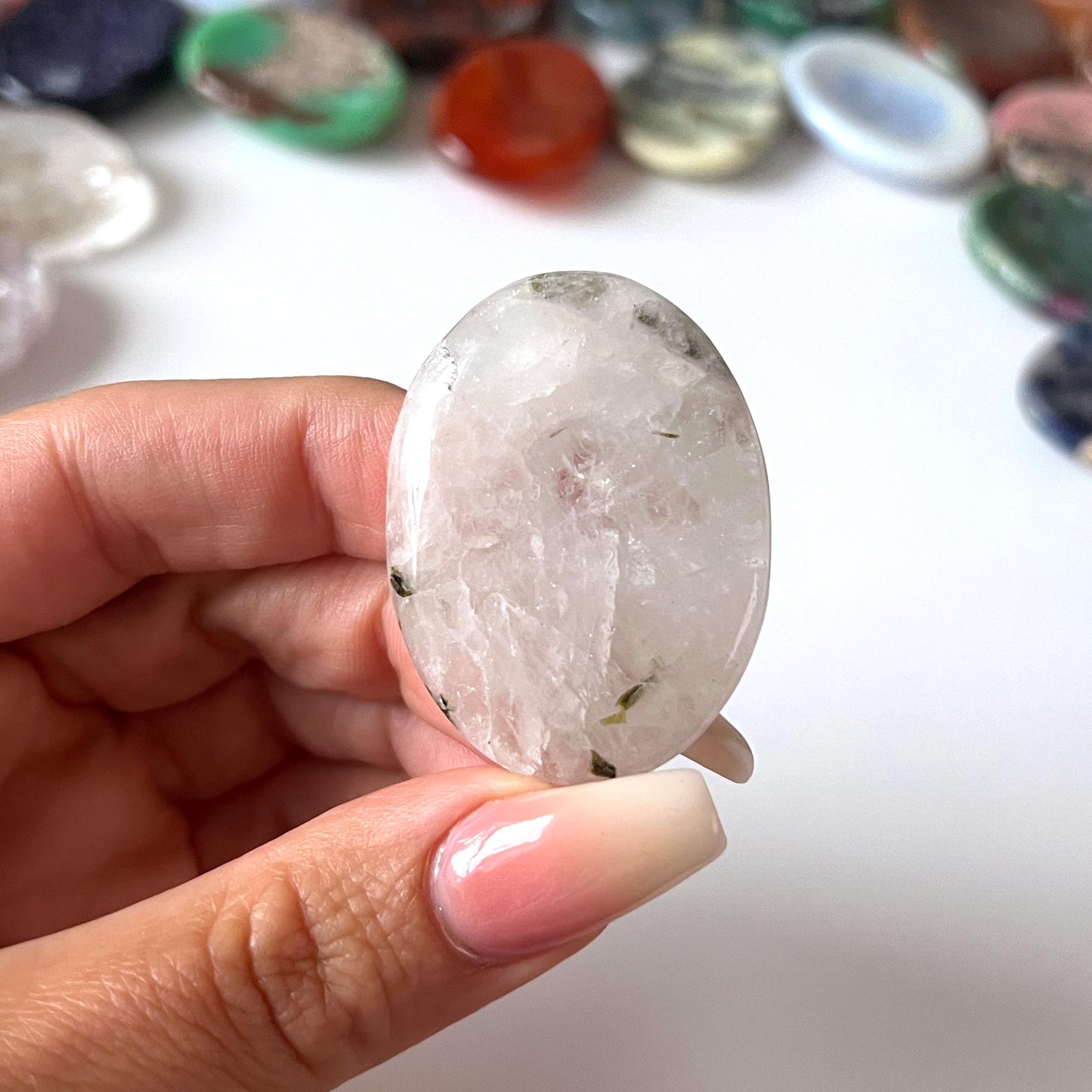 Green Tourmalinated Quartz Worry Stone