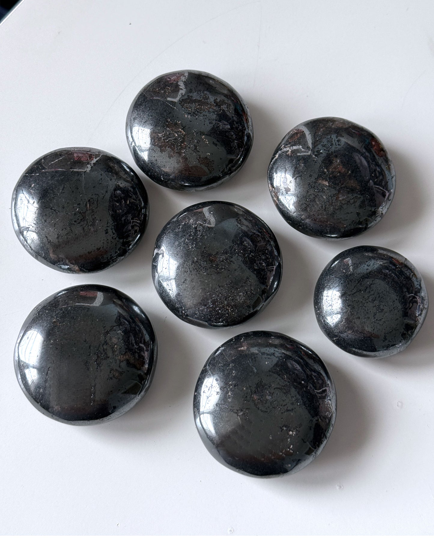 Hematite Round Palm Stone