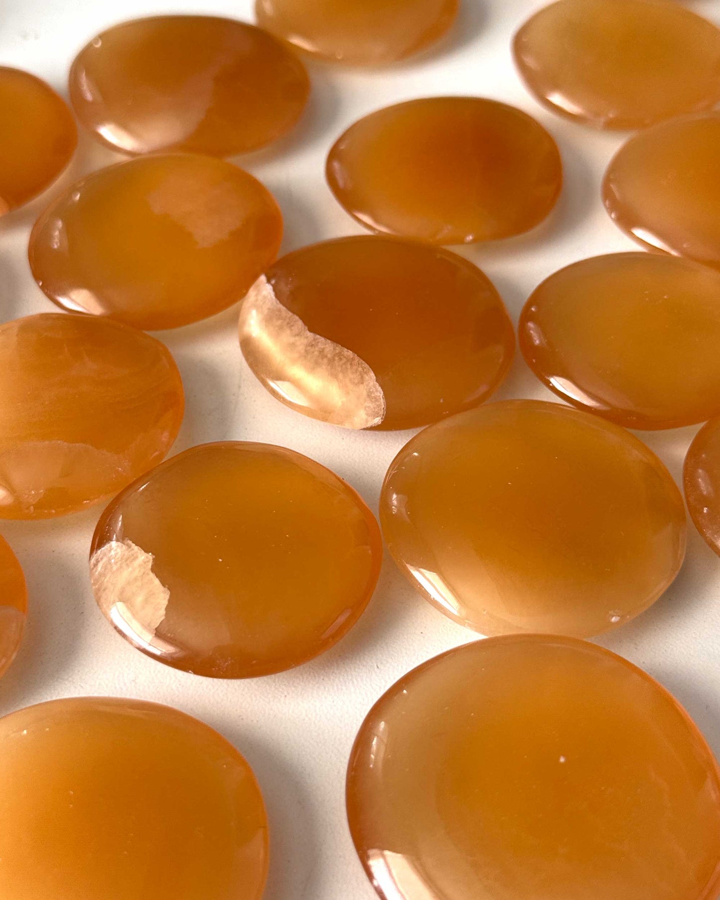 Honey Calcite Round Palm Stone