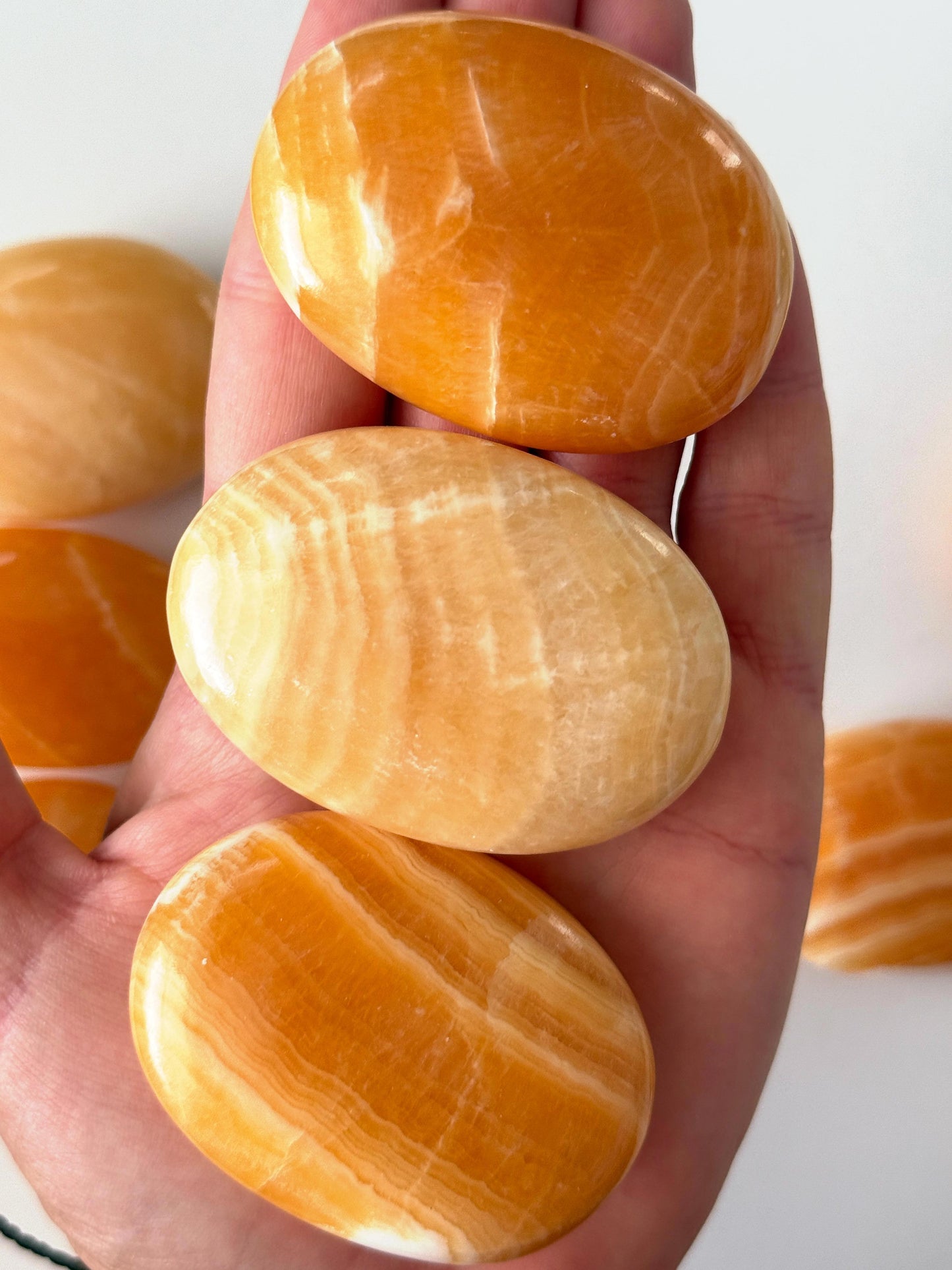 Orange Calcite Palm Stone