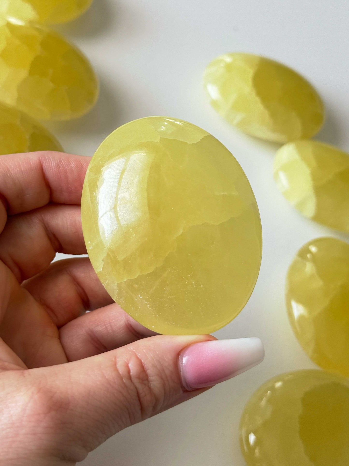 Lemon Calcite Palm Stone