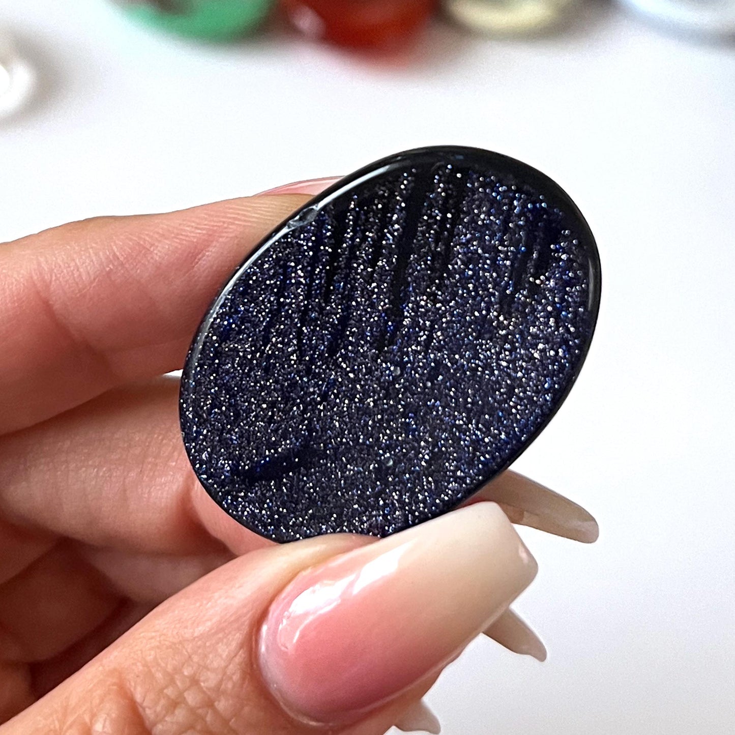 Blue Goldstone Worry Stone